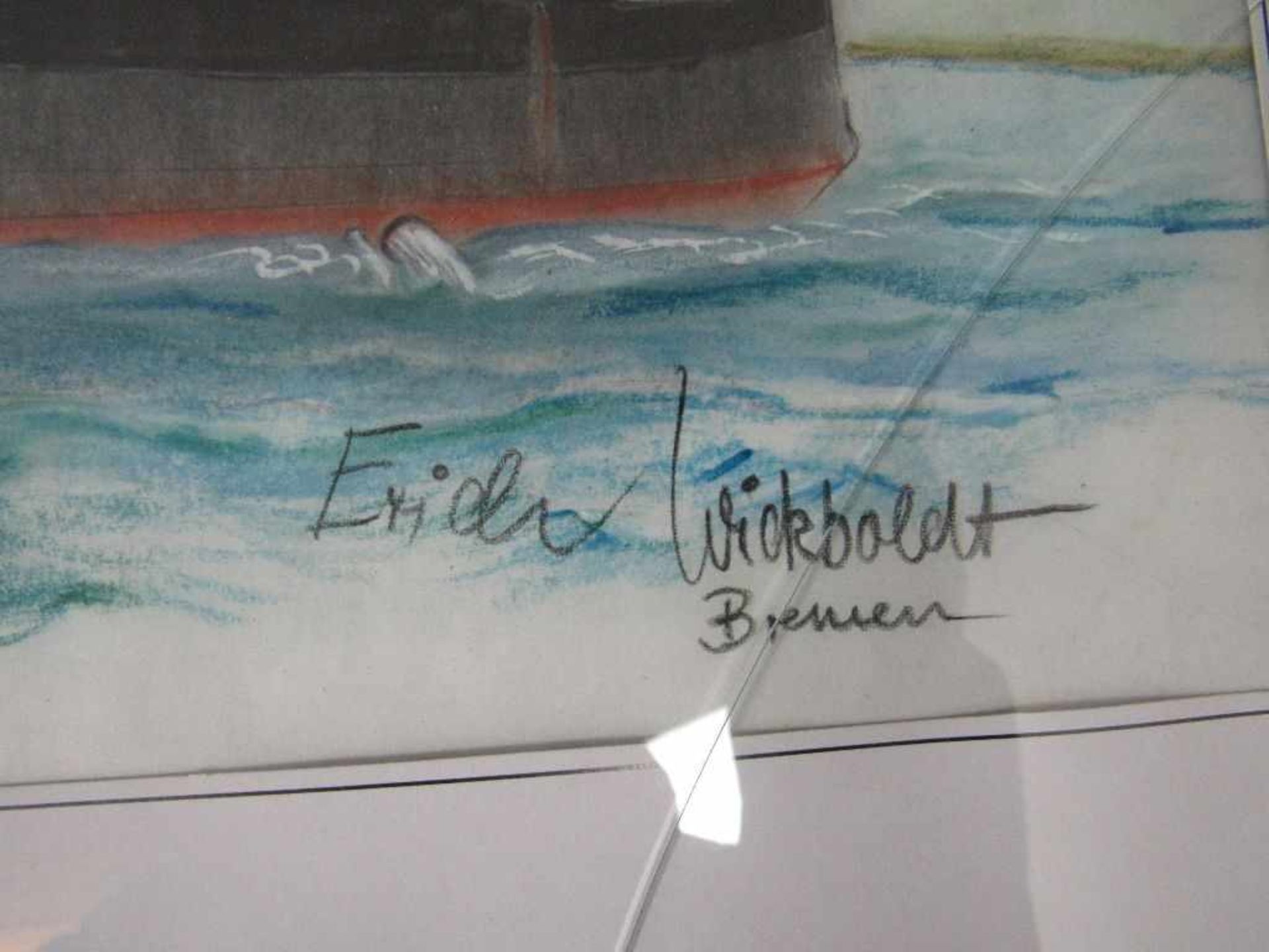 Gemälde Kapitänsbild signiert Erich Wickboldt Bremer Zeichner 70x50cm - Bild 3 aus 5