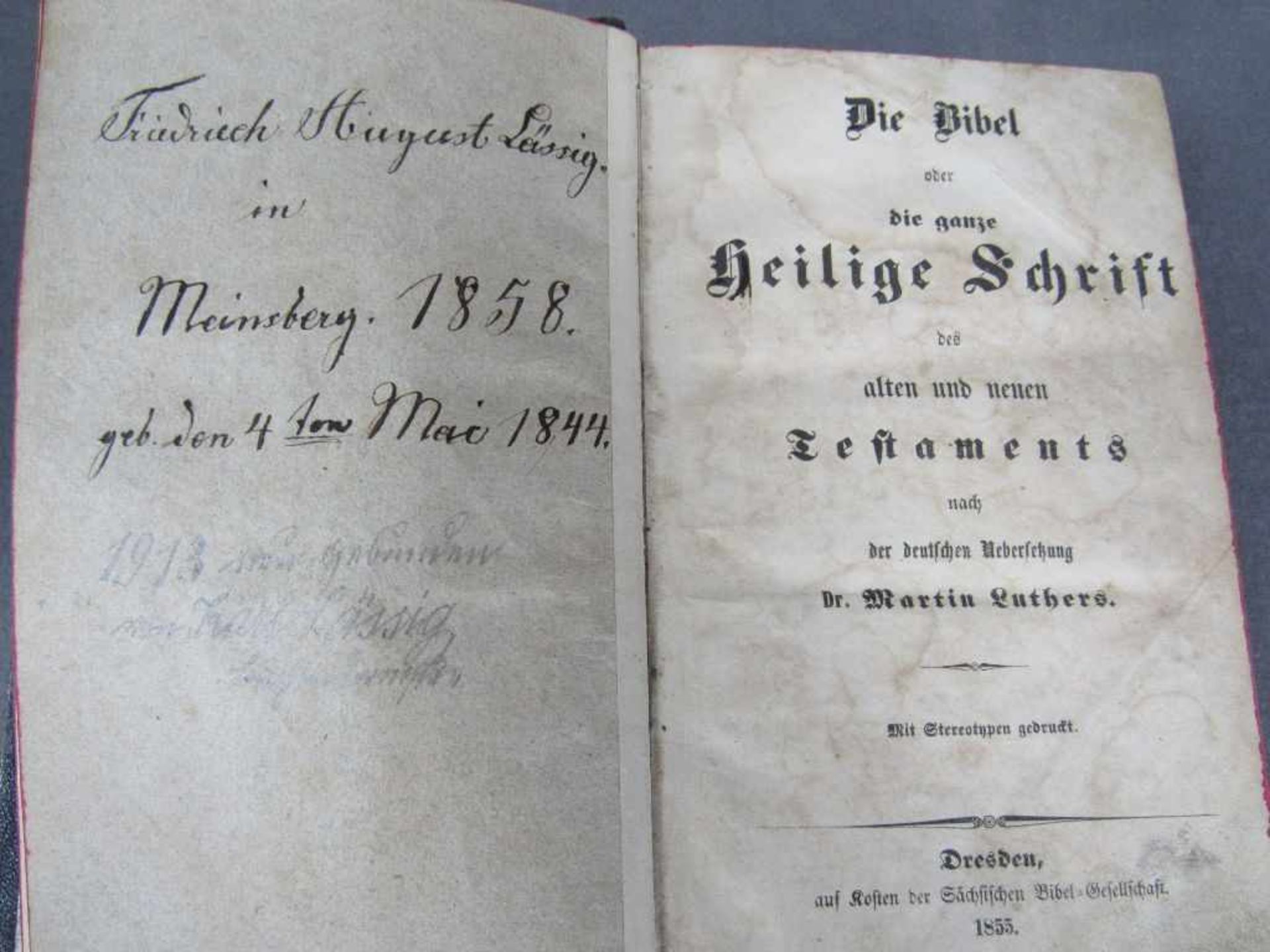 Antike Bibel von 1855 im Schuber - Bild 3 aus 4