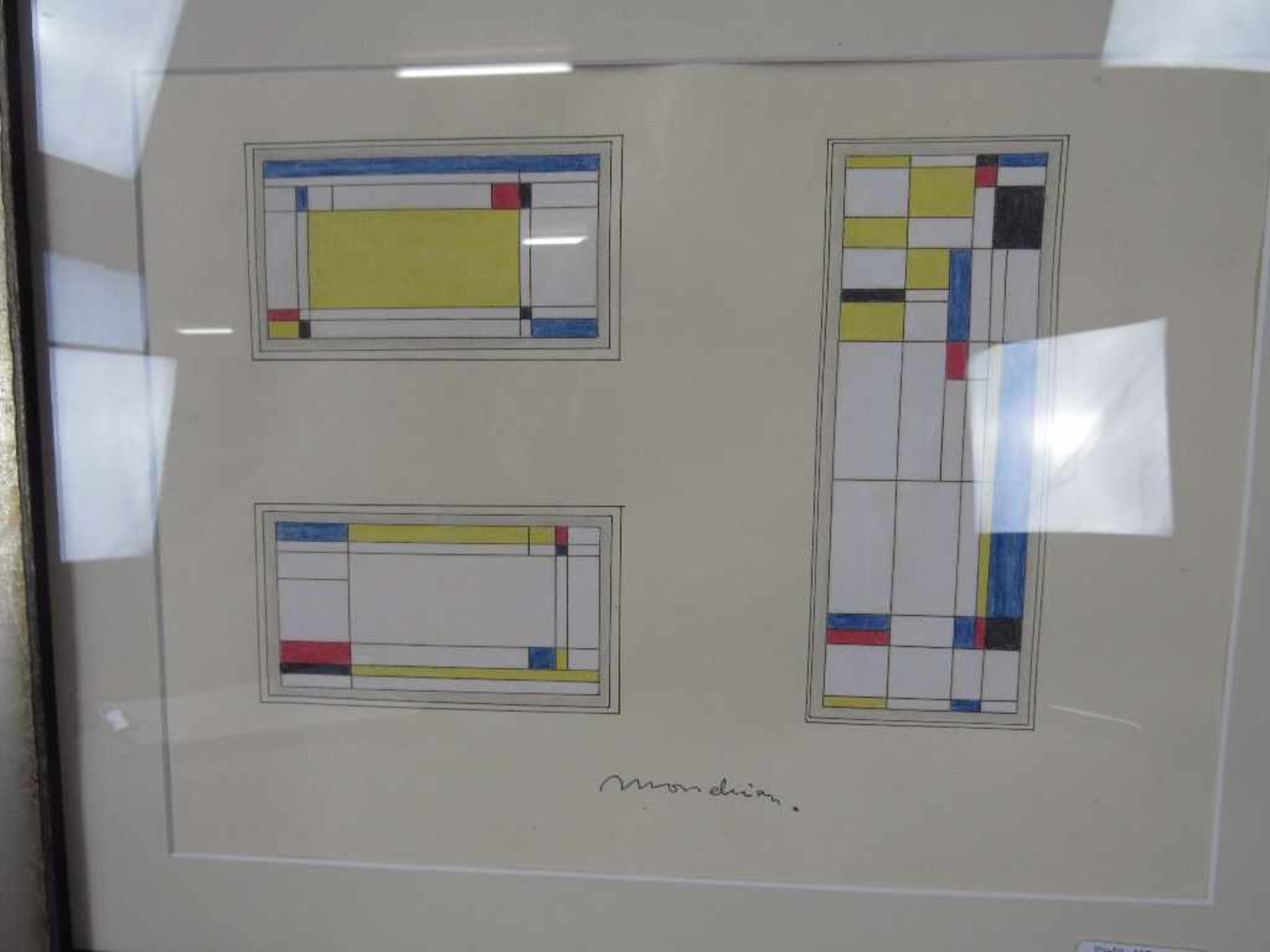 Zeichnung bezeichnet Mondrian -m.R. 56x48cm - Bild 3 aus 4