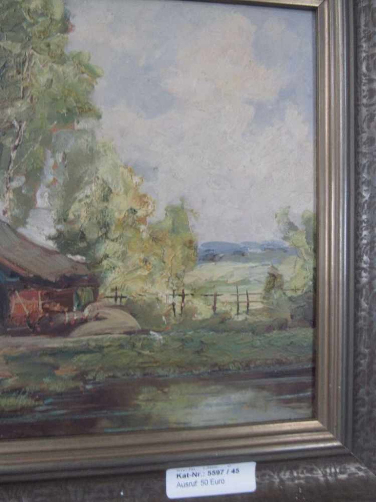 Ölgemälde Paul Stöver Bauernkate in Worpswede ca.36x44cm - Bild 4 aus 6