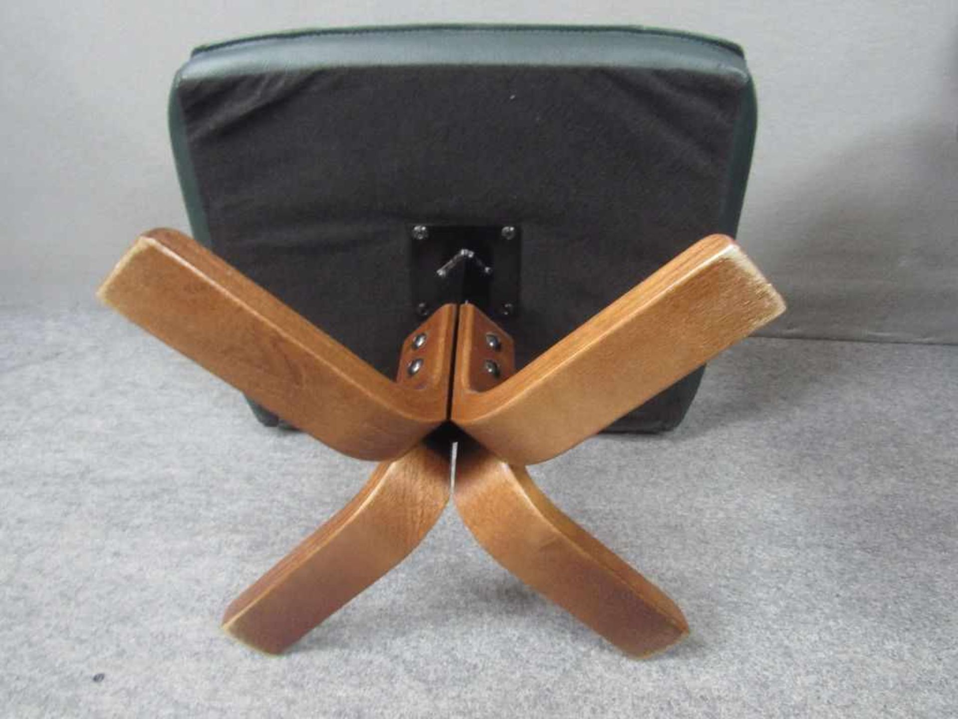 Vintage 70er Jahre Danish Design Lounge Sessel mit Ottomane gemarkt Unico dark green Leder - Image 4 of 5