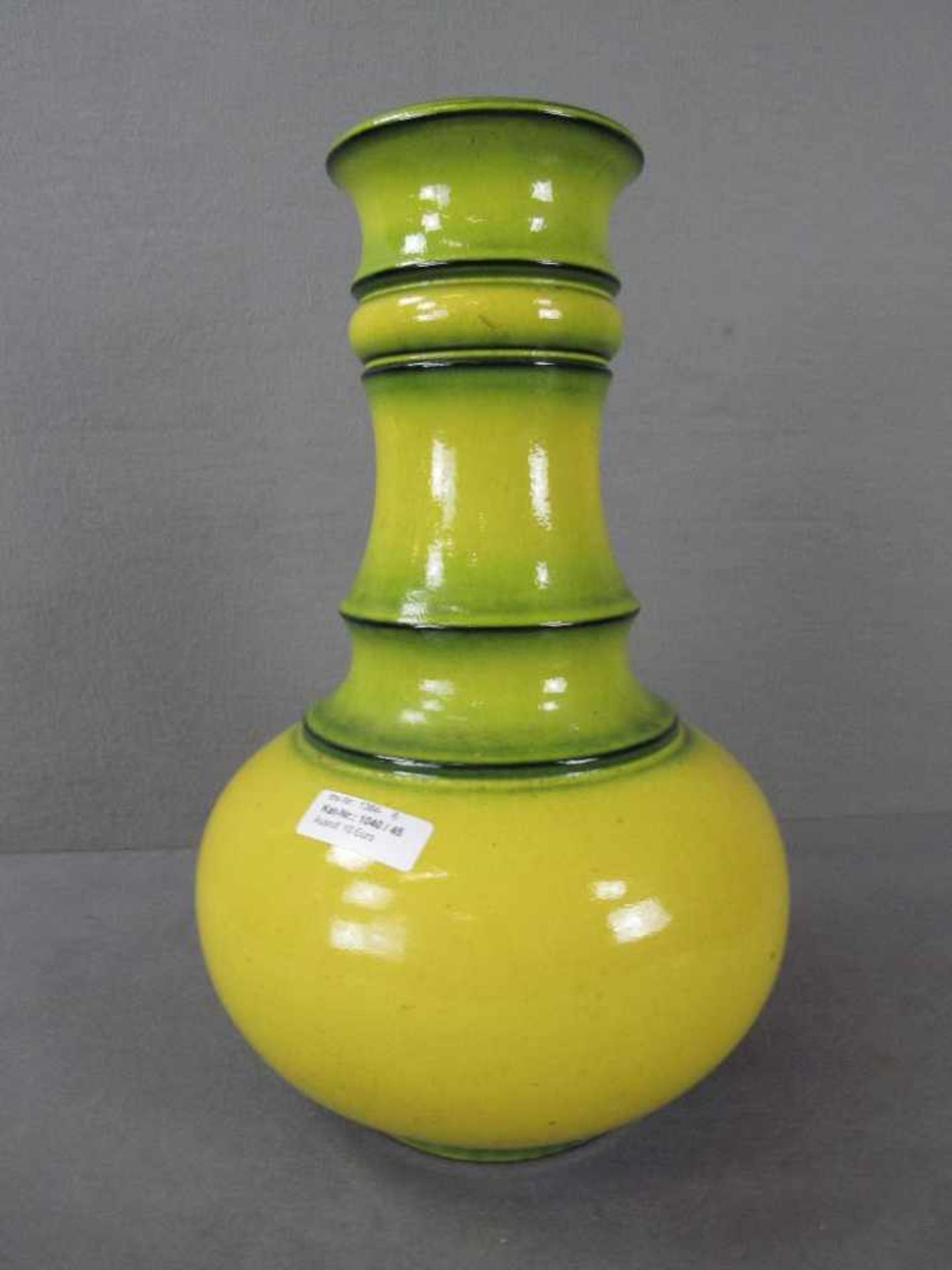 Designer Keramikvase gelb grün lasiert 40cm hoch gemarkt