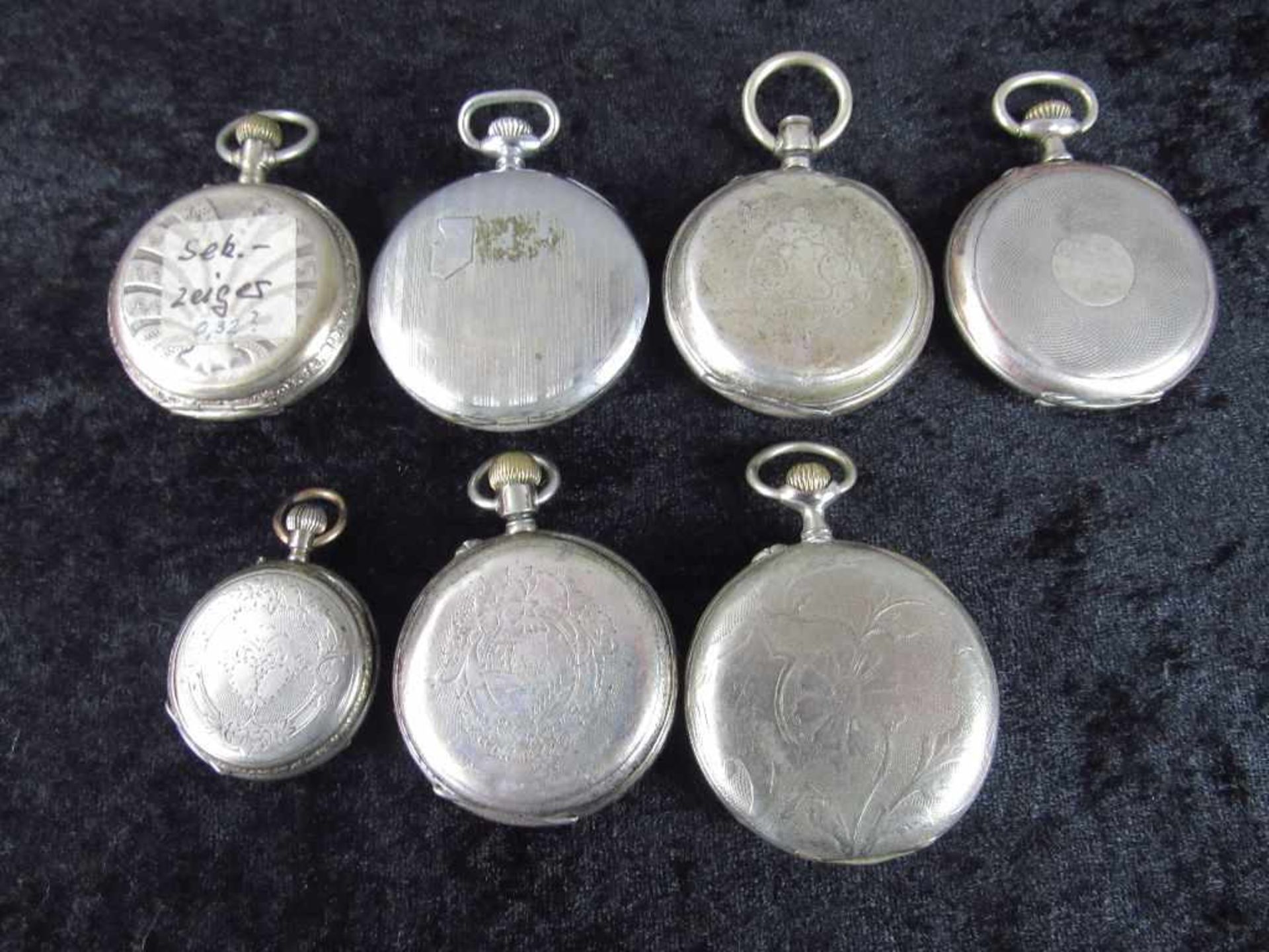 Konvolut von sieben Taschenuhren teilweise Silber alle antik ungeprüft - Image 4 of 7