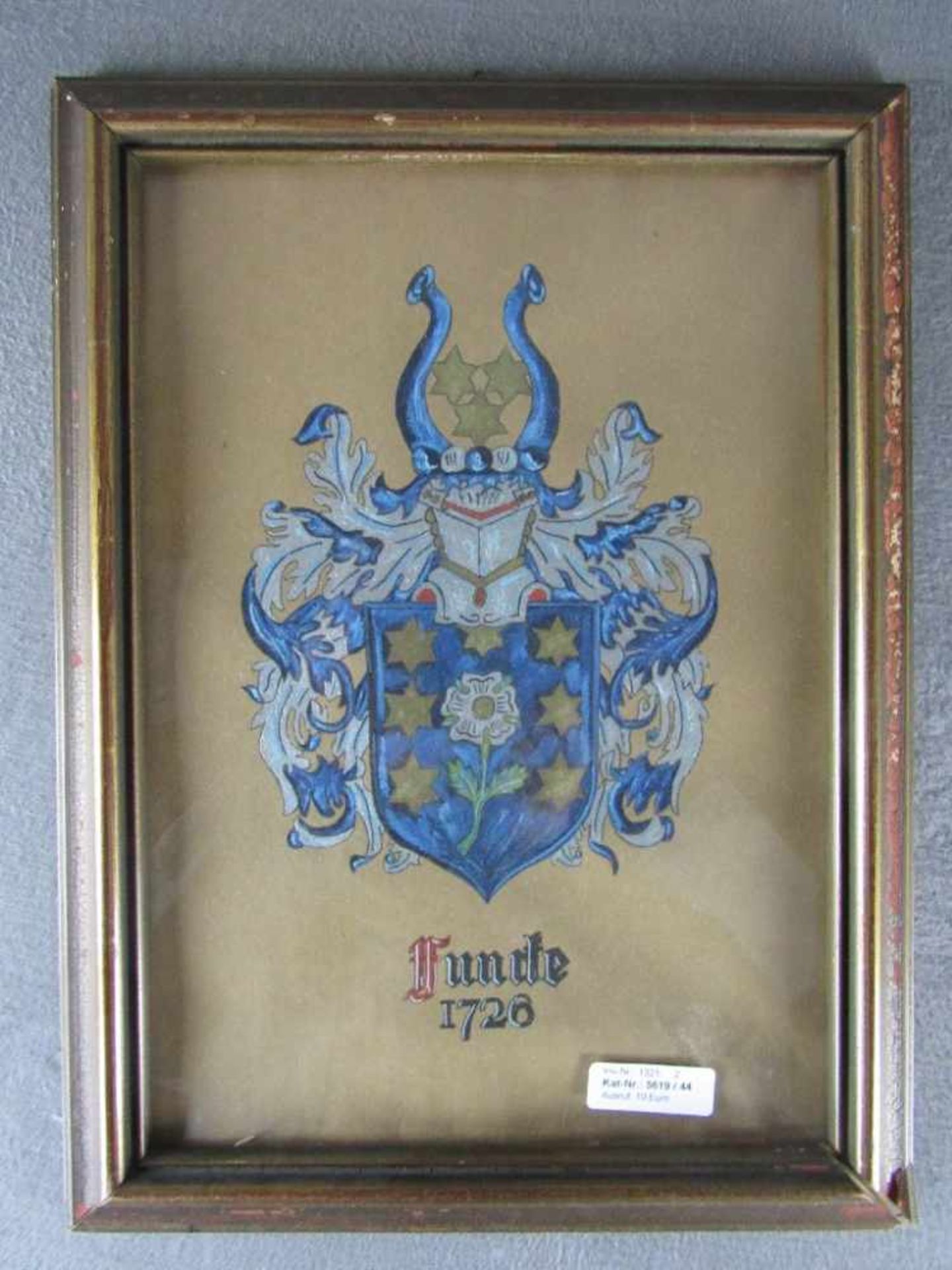 Aquarell Bild Wappen Funke 26x34cm