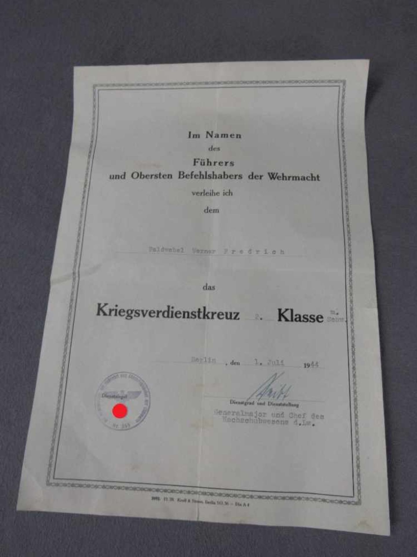 KVK 2. Klasse mit Urkunde 100% original