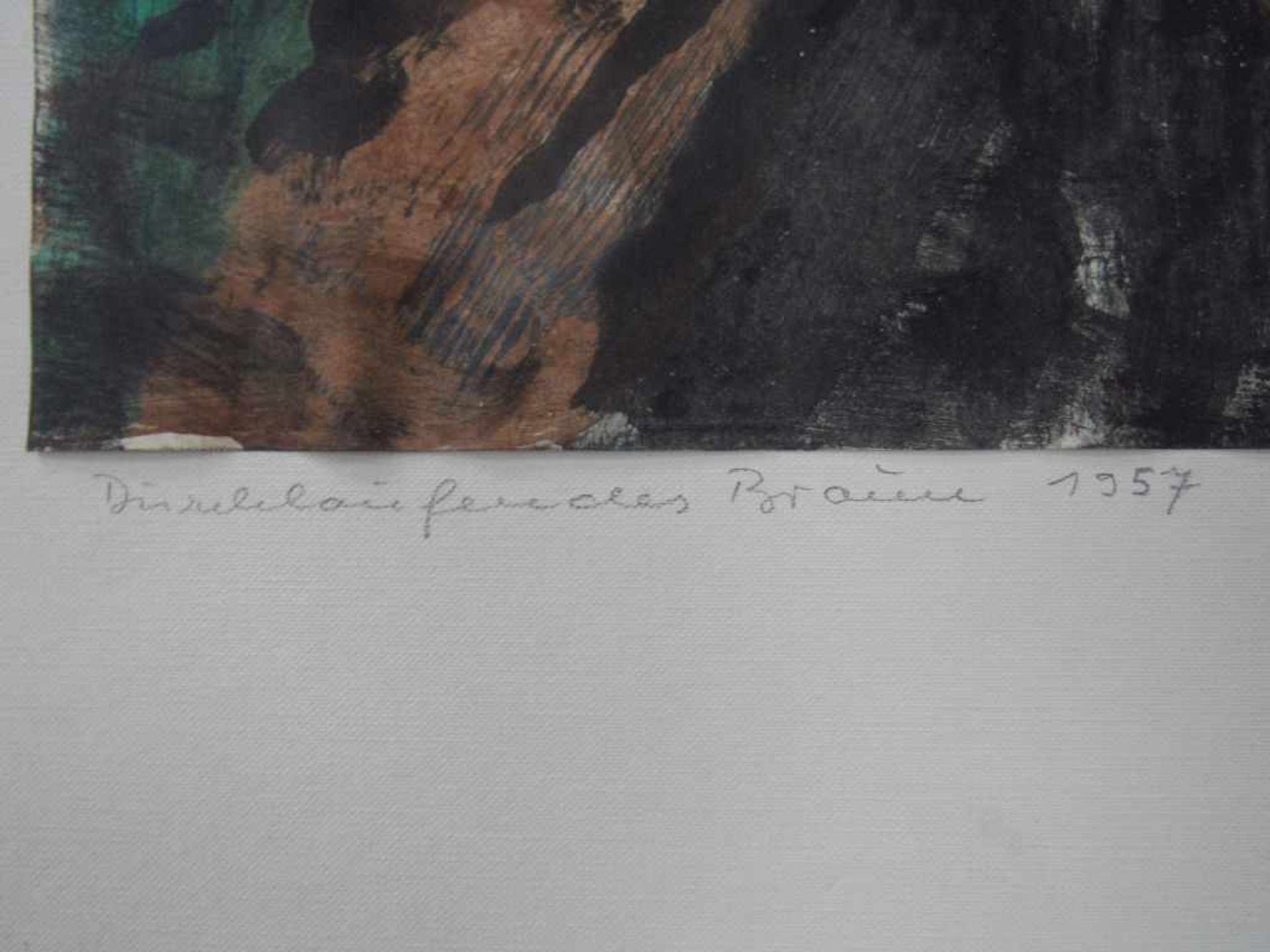 Gemälde Braun Tusche unleserlich signiert ca.79x61cm - Bild 2 aus 3