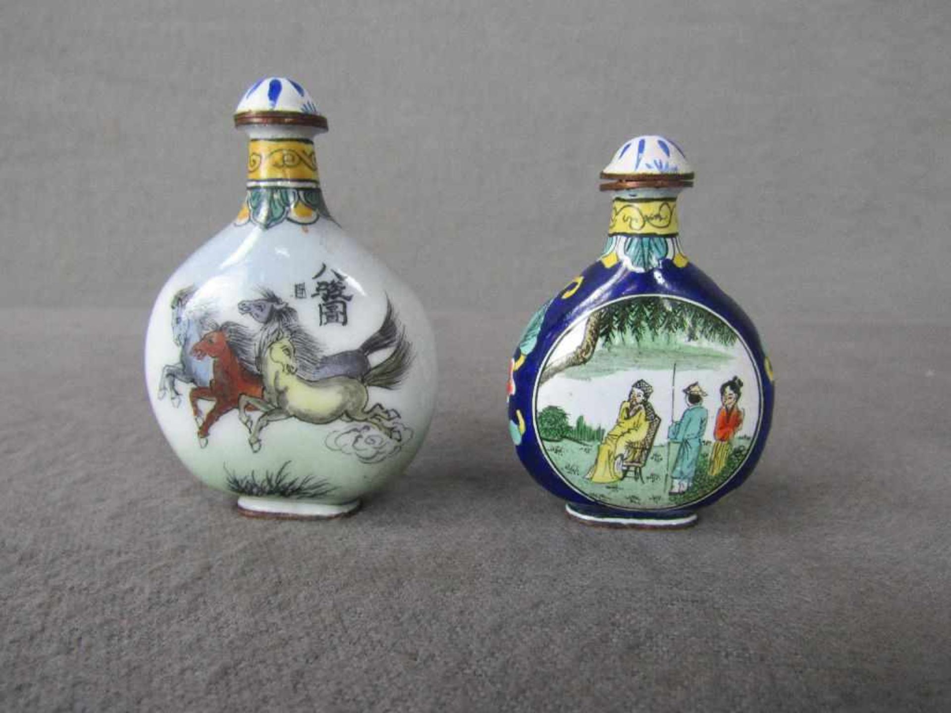 Zwei Cloisonne asiatische Riechfläschchen Miniatur - Bild 2 aus 3