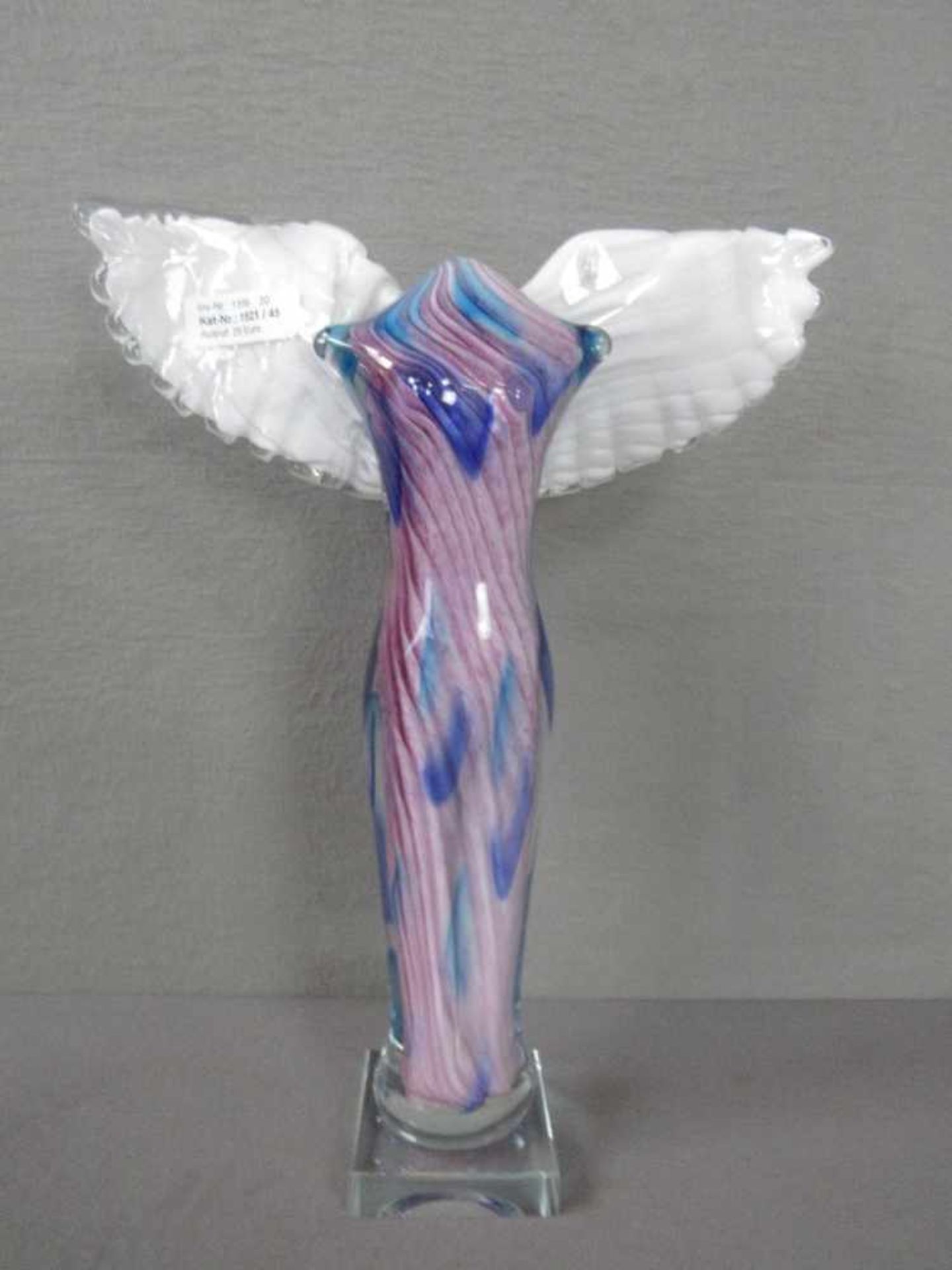 Glasskulptur Engel farbenfrohe gedrehte Farbeinschmelzungen 38cm hoch
