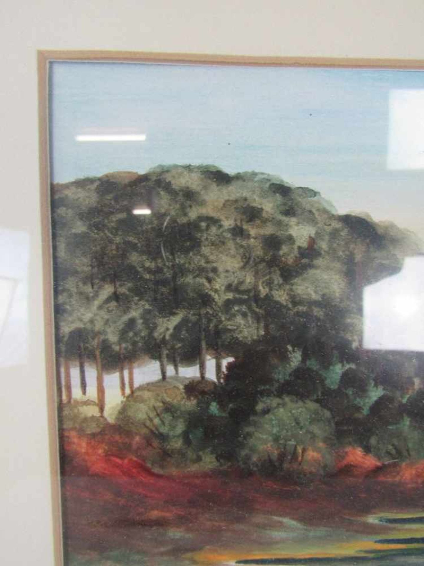 Gemälde Aquarell Christian Arnold 1889-1960 Bäume im Wind mit Bleistift unten rechts monogrammiert - Bild 3 aus 6