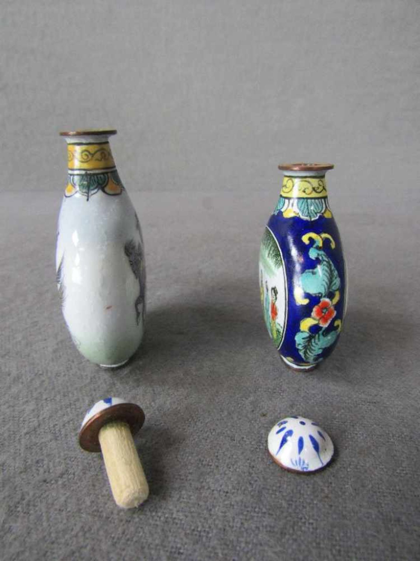 Zwei Cloisonne asiatische Riechfläschchen Miniatur - Bild 3 aus 3