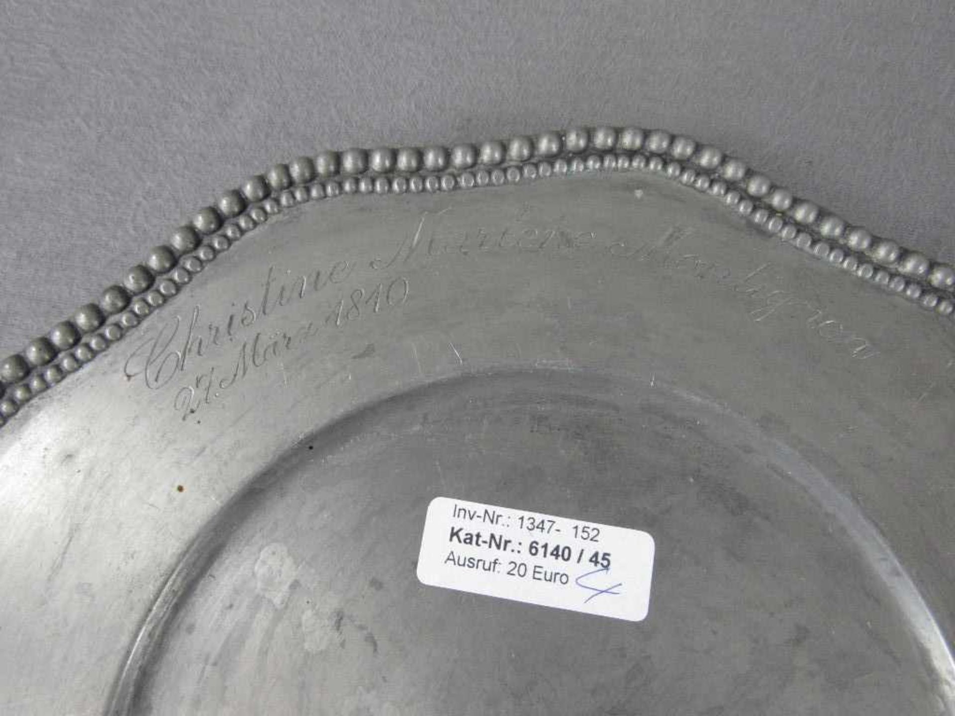 Vier antike Zinnteller 3 KG 30cm Durchmesser - Bild 5 aus 6