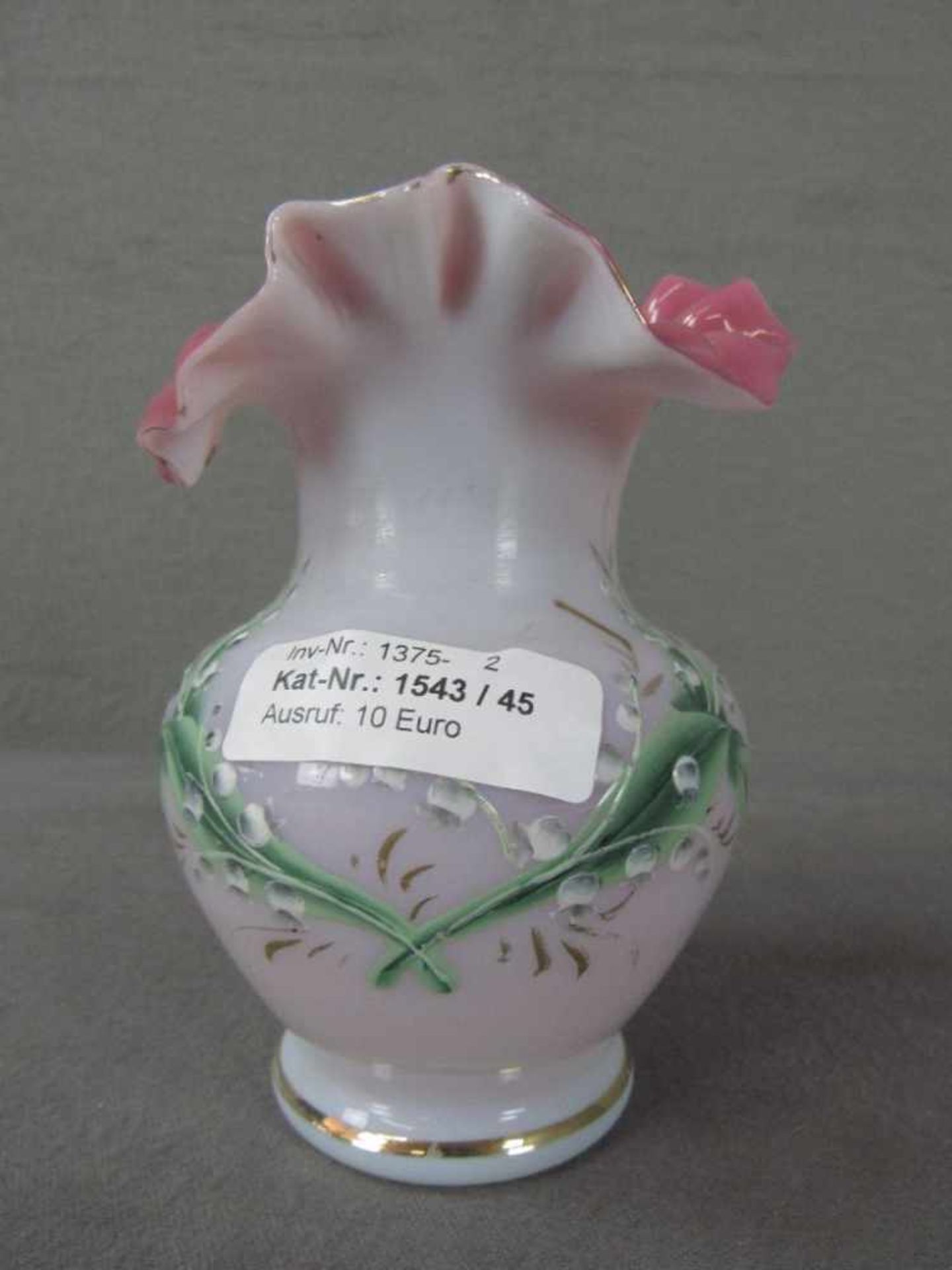 Vase Überfang Glas handbemalt Höhe:14cm