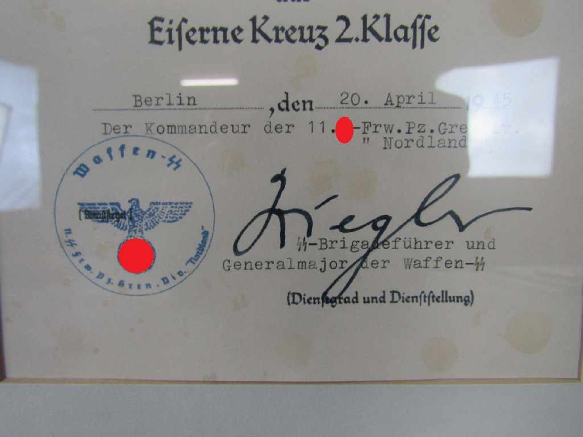 Drittes Reich Urkunde EK für SS Sturmmann ungeprüft - Bild 2 aus 4