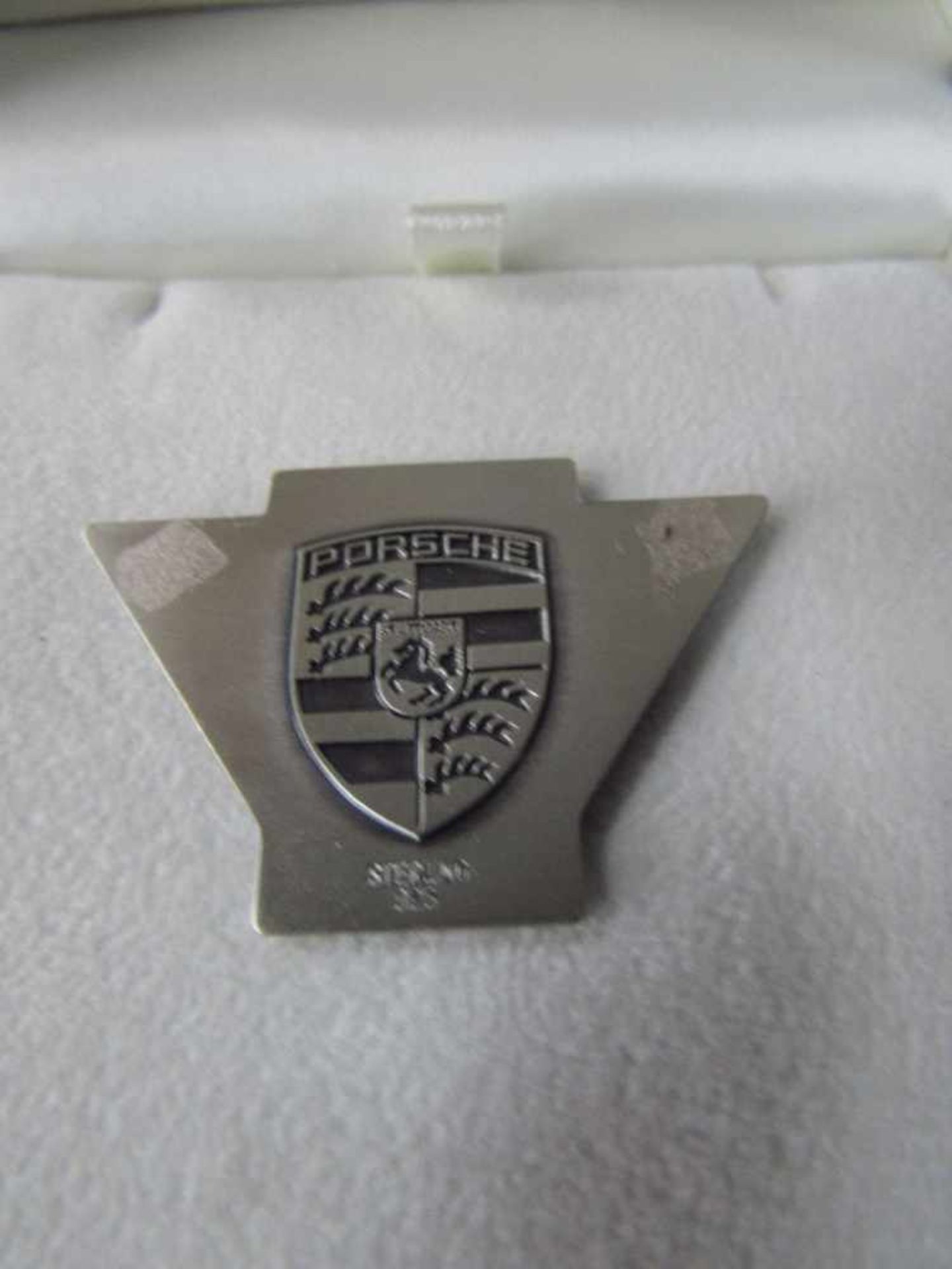 Porsche Wappen Einweihung Porsche Centrum Leipzig 925er Sterlingsilber in Schatulle - Bild 3 aus 3