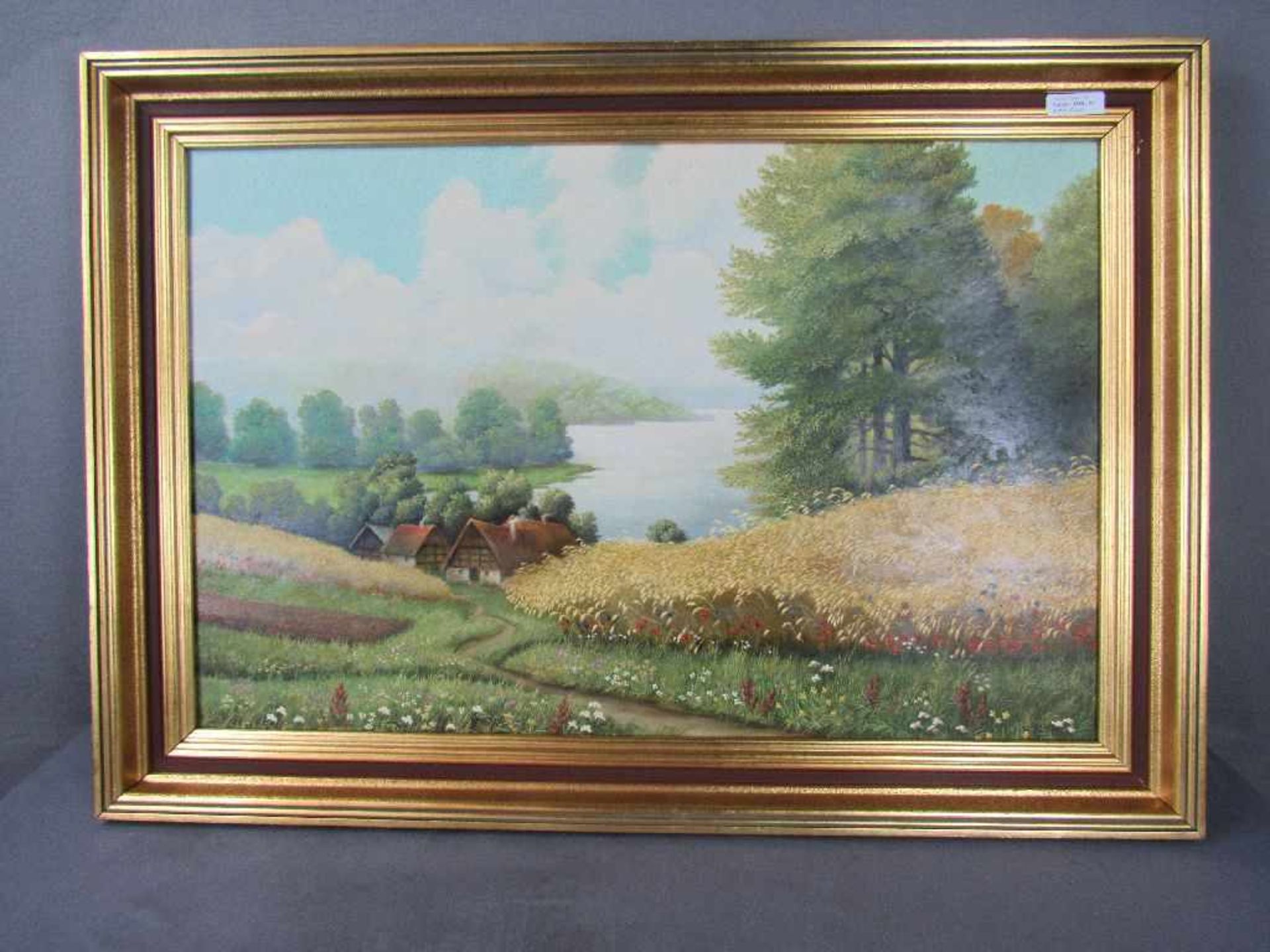 Ölgemälde Öl auf Pappe Kornfeld 98x68cm