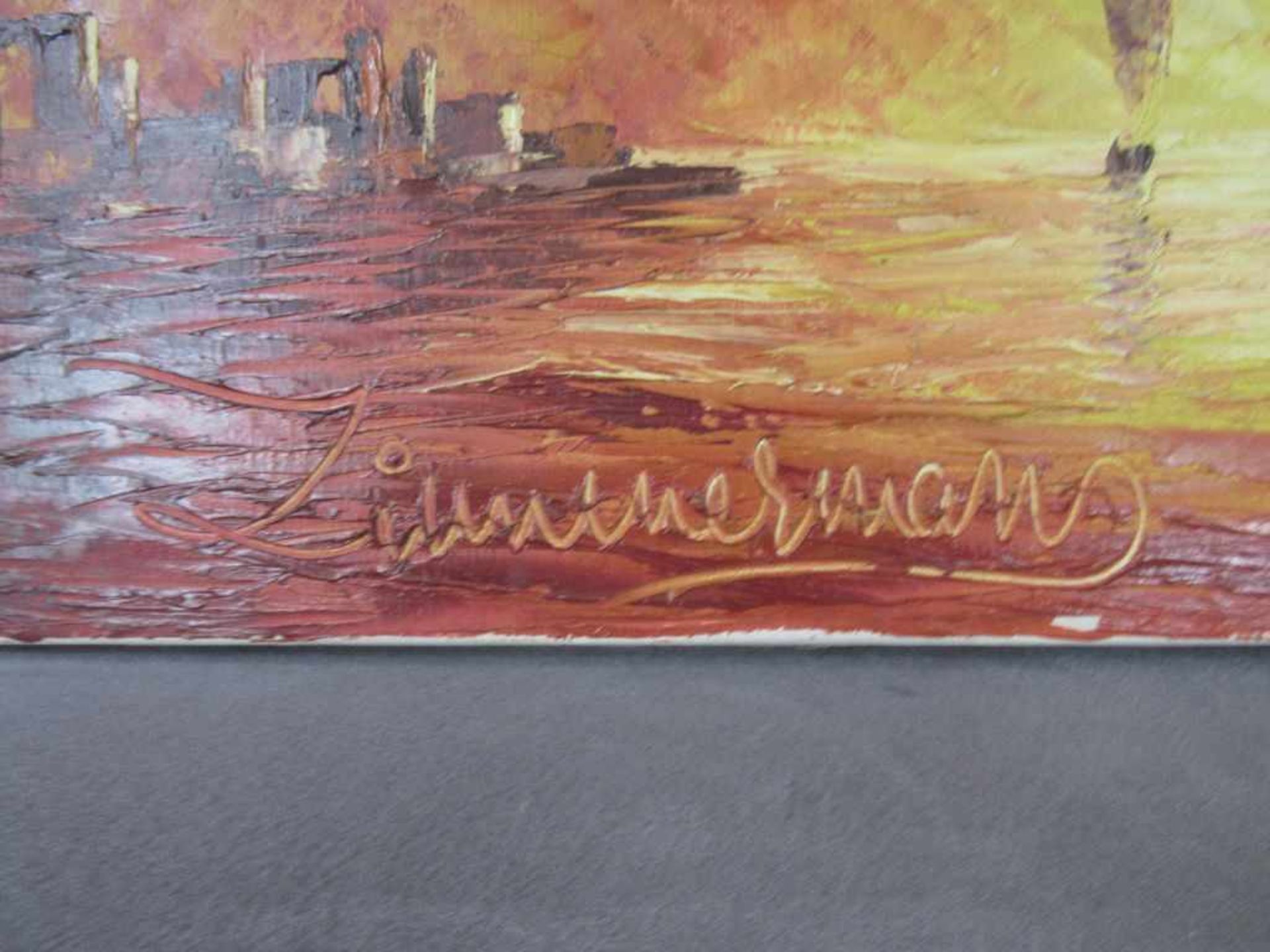 Ölbild Öl auf Leinand signiert Zimmermann ca.100x35cm - Bild 2 aus 3