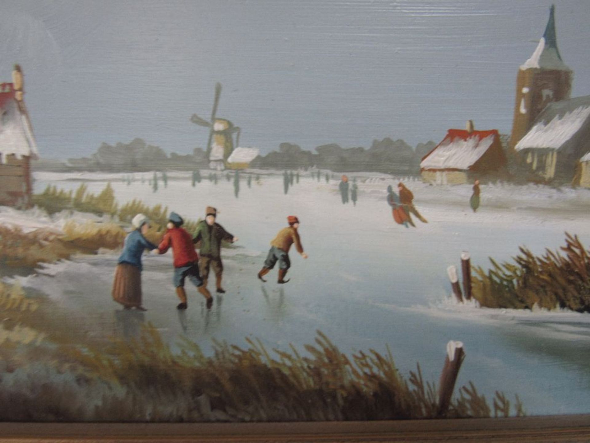 Ölgemälde Öl auf Holz holländischer Maler unleserlich signiert schöne Winterlandschaft ca.42x53cm - Image 2 of 6