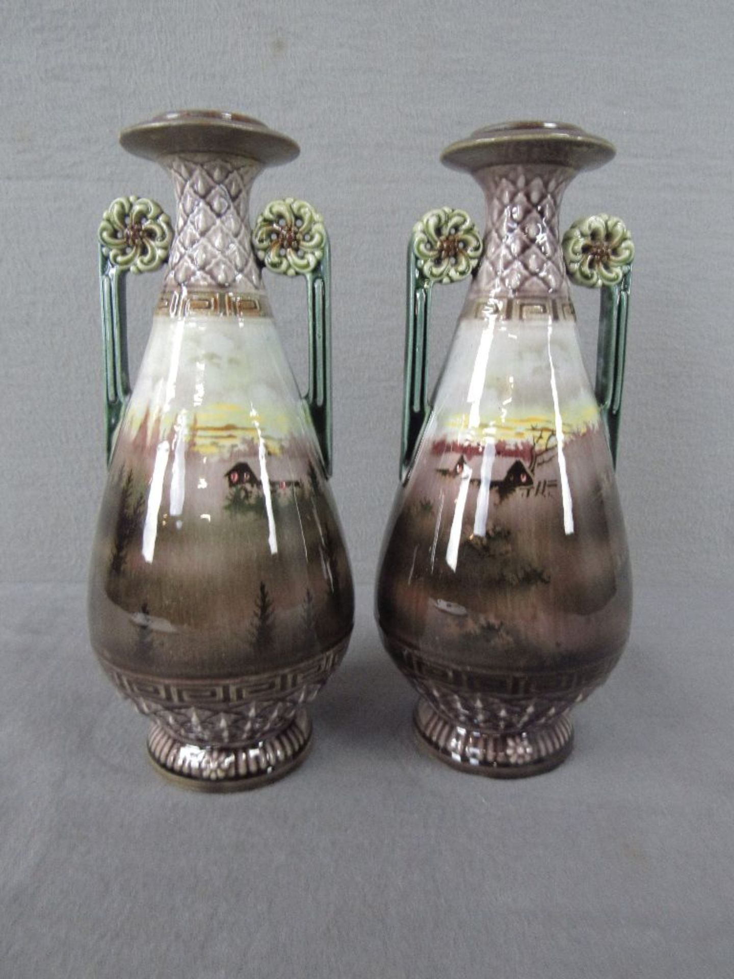 Zwei Keramikvasen Jugendstil guter Zustand Höhe:28cm - Image 3 of 5
