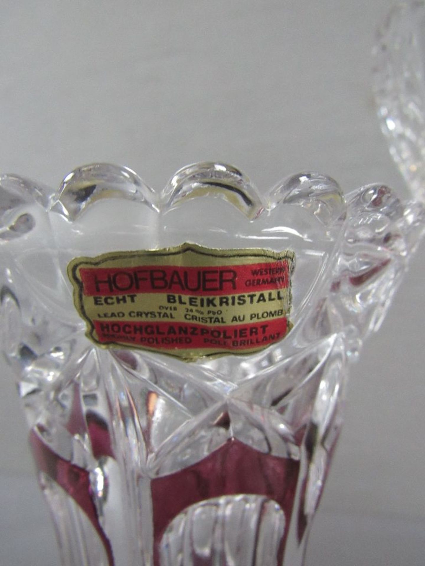 Konvolut Bleikristall mit roter Vogelornamentik Hersteller Hofbauer fünfteilig von 8-27cm - Image 3 of 5