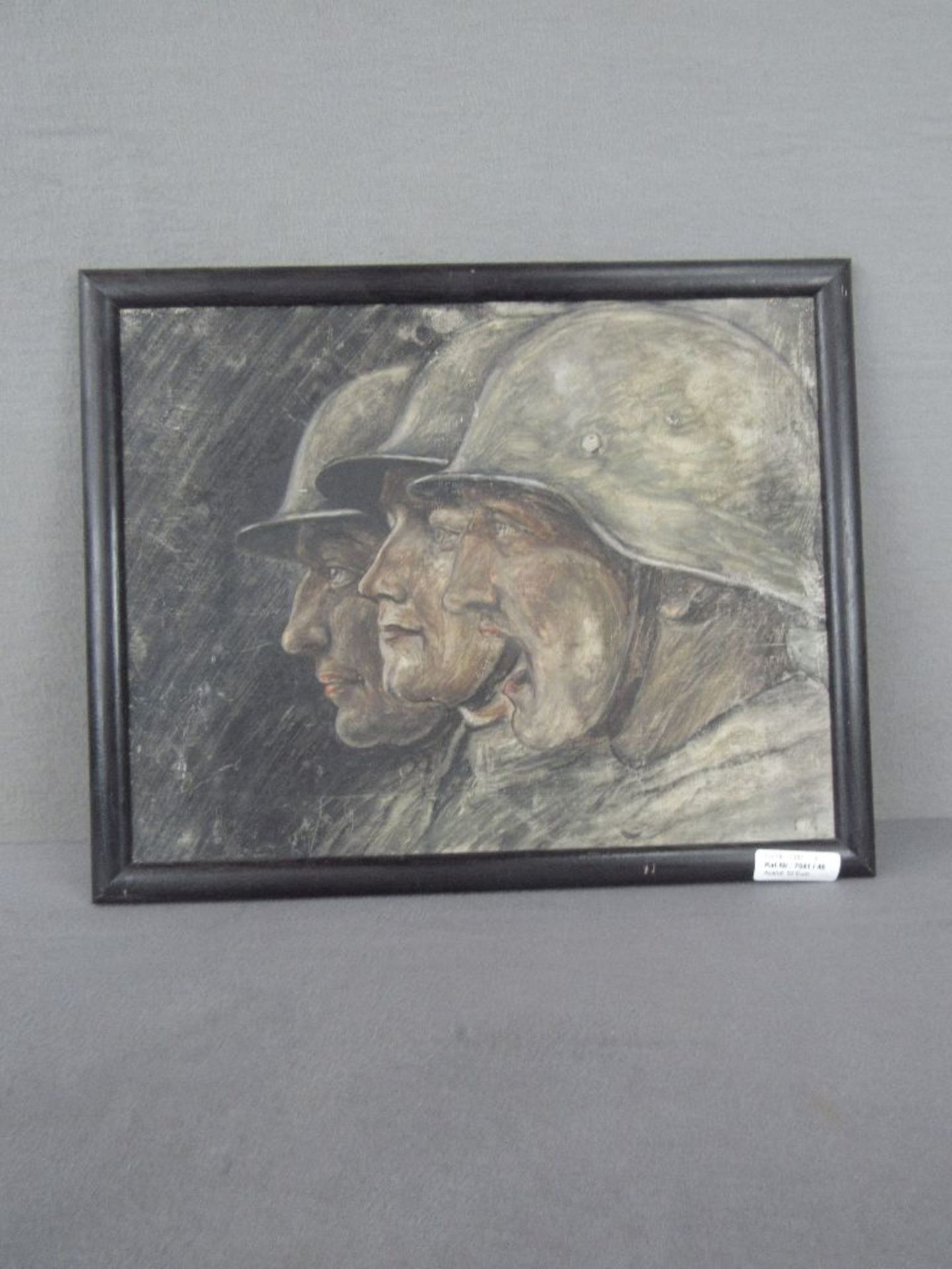 Gemälde 3.Reich Darstellung drei Wehrmachtsoldaten - Bild 2 aus 4