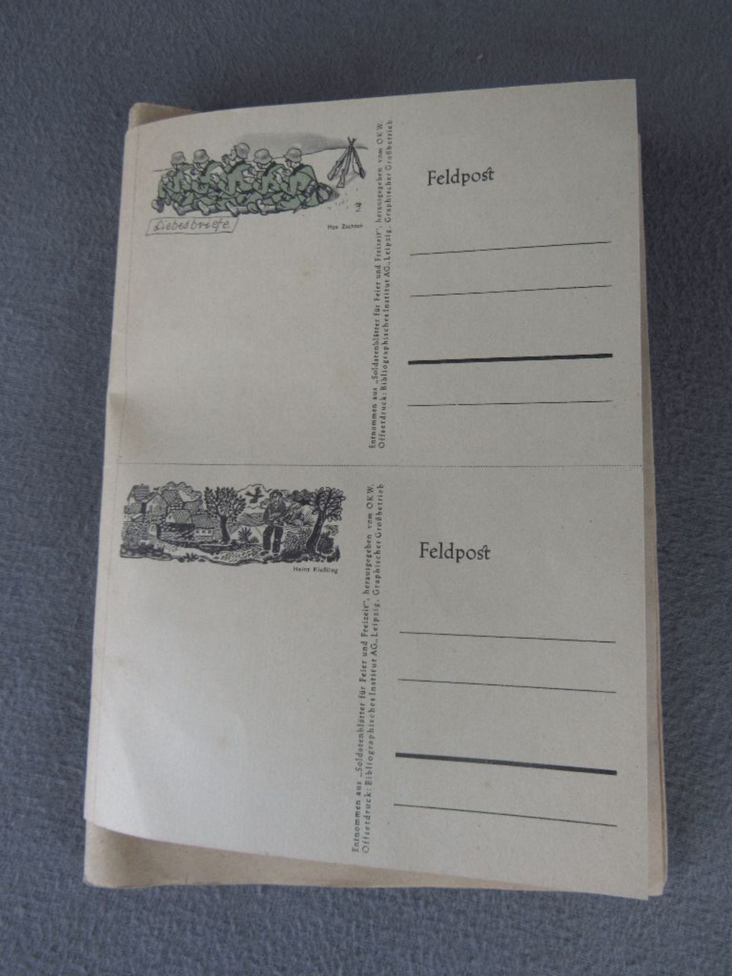 3.Reich Sonderheft mit Adolf Hitler Wochenspruch sowie vier Feldpostkarten original sehr selten