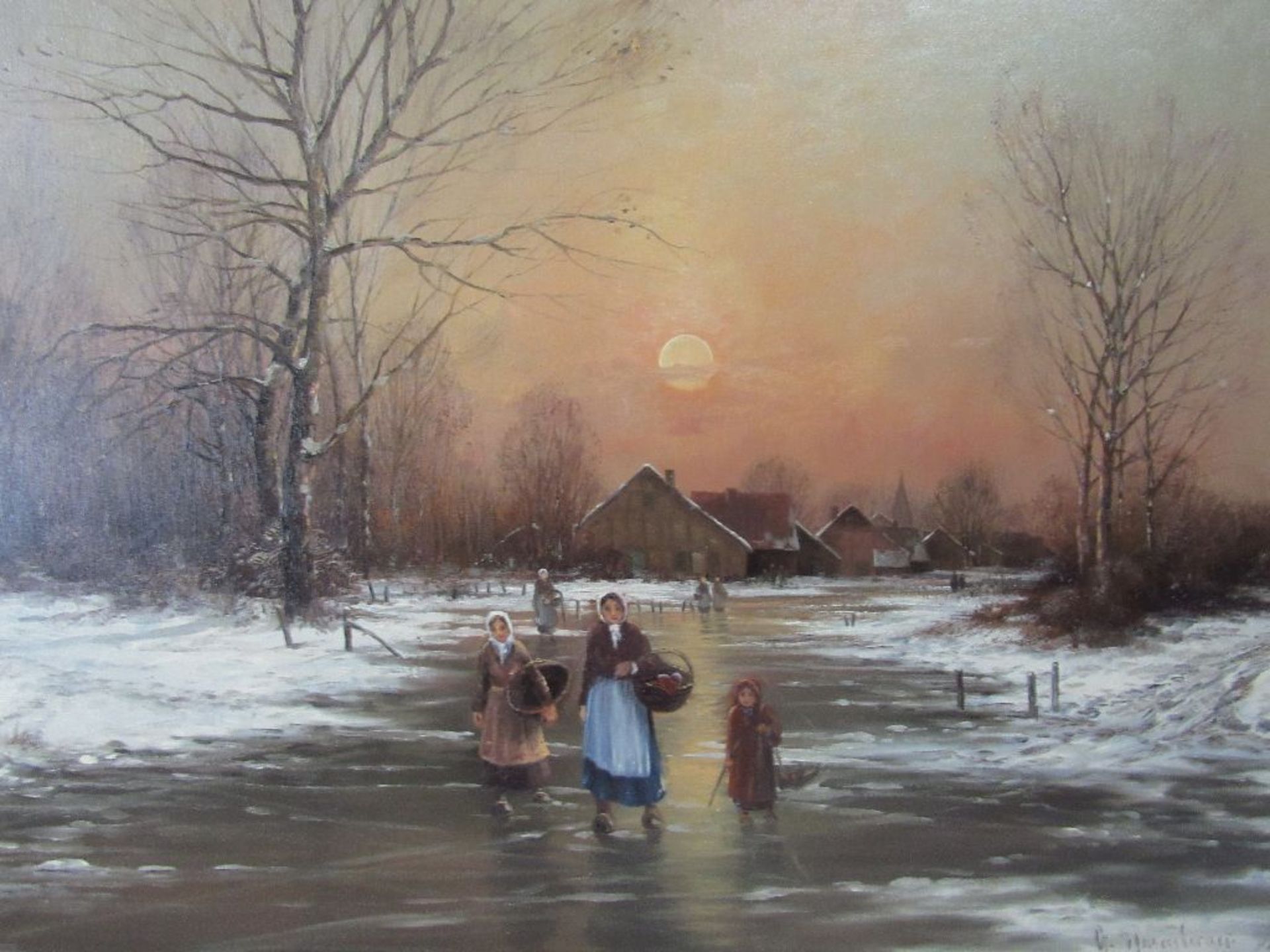 Ölgemälde Öl auf Leinwand Winterlandschaft ca93x72,5cm