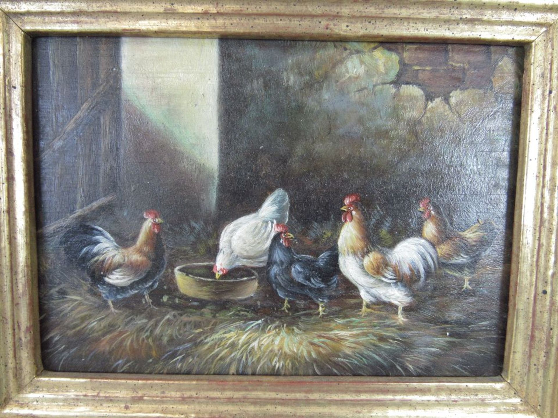 Wandbild Hühner und Hahn 26x21cm
