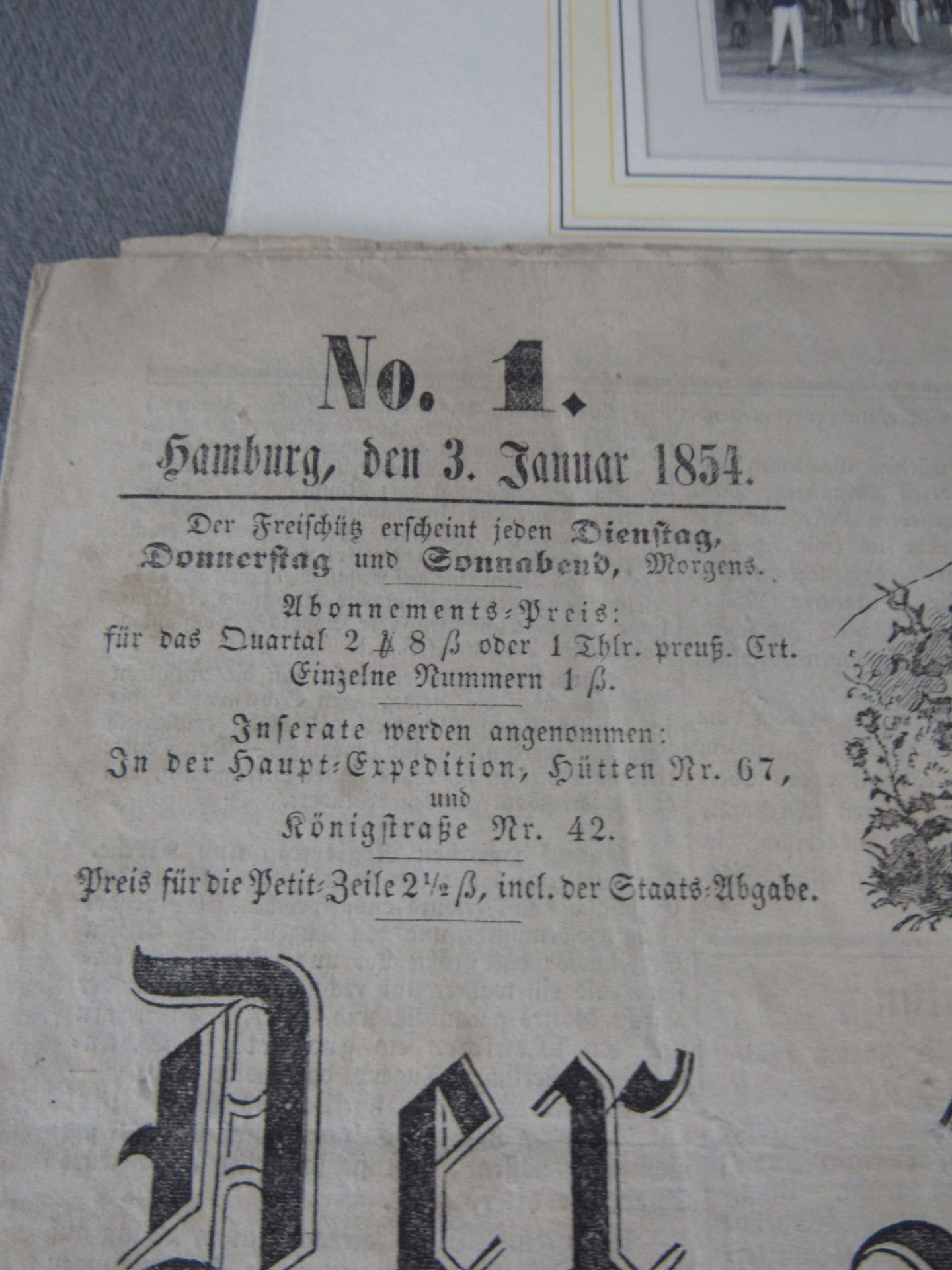 Hamburg Konvolut bestehend aus 6 Zeitungen ca. 1850 1 Börsenstich 11x Sparoptionsschein - Bild 2 aus 6