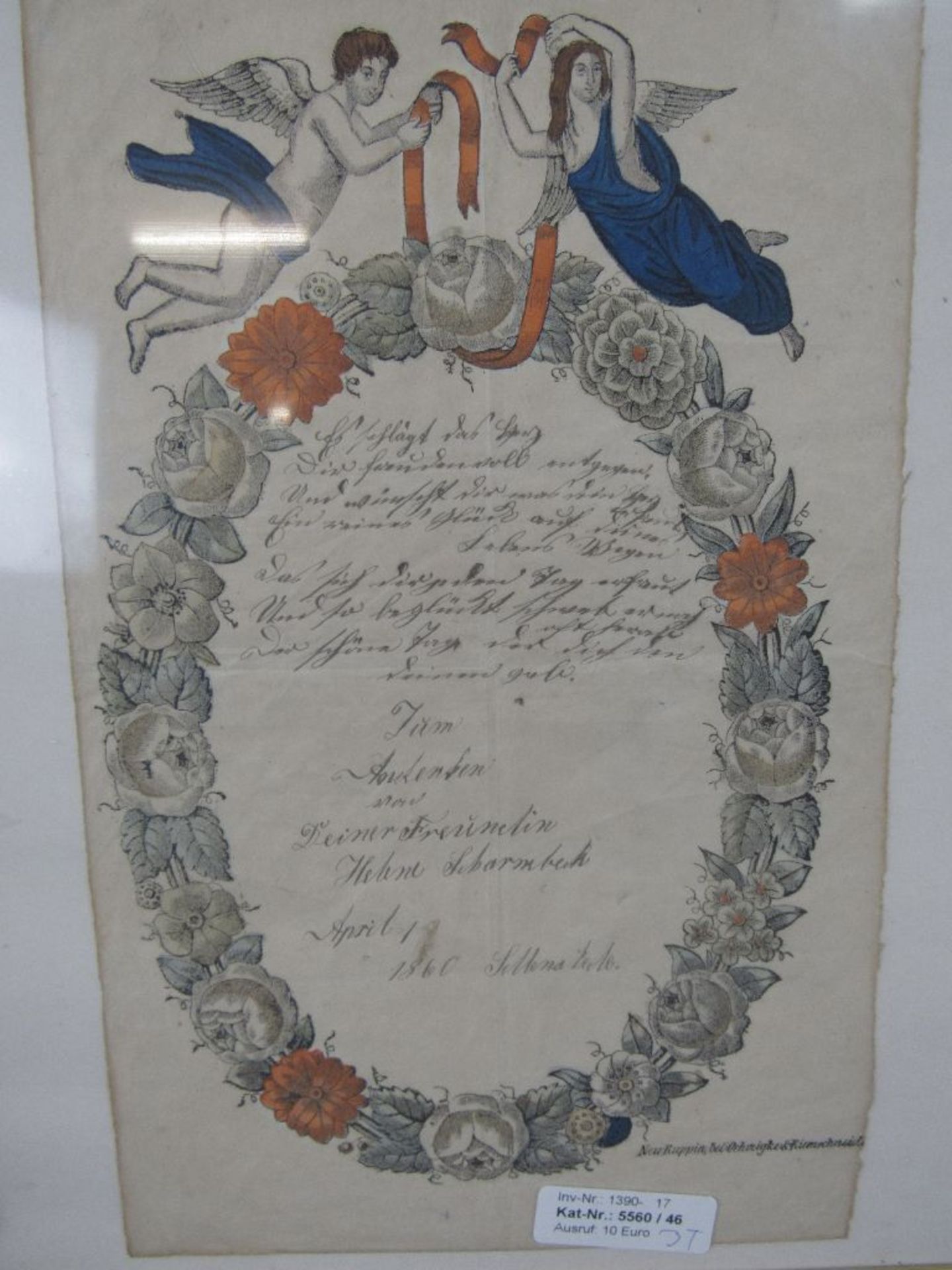 Konvolut von antiken Sprüchen gerahmt drei Stück im Andenken 1860 31x41cm - Image 3 of 5