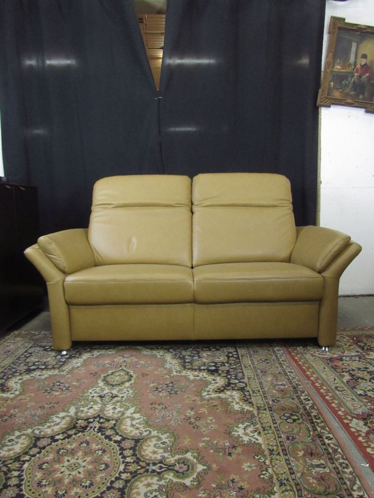 Designer Ledersofa Kopfteile verstellbar Cognacfarbenes Echtleder ca.185cm breit