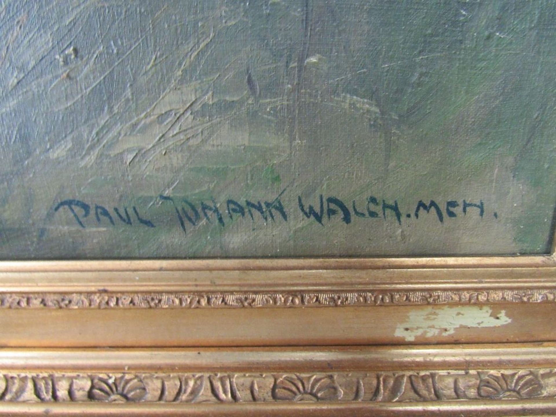 Ölgemälde Öl auf Leinwand signiert Paul Johan Walch.Meh.in originaler Leiste stehender Hirsch ca. - Bild 2 aus 7
