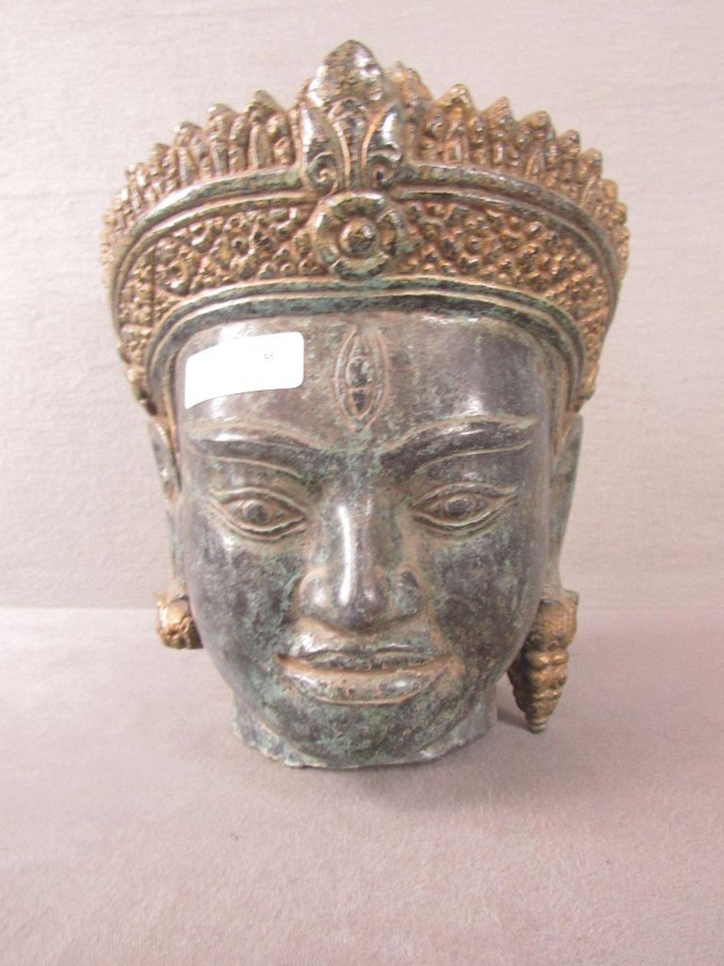 Bronzebüste asiatisch Khmer sehr schönes Objekt Höhe:31cm