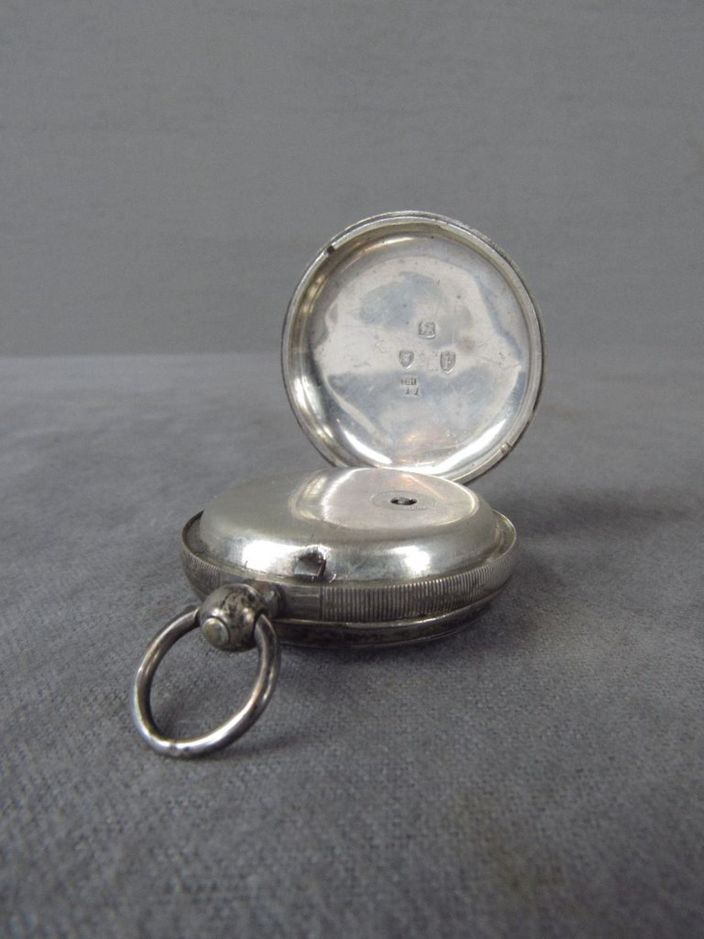 Große Taschenuhr Silber England läuft an Mitte 19. Jahrhundert - Bild 4 aus 5