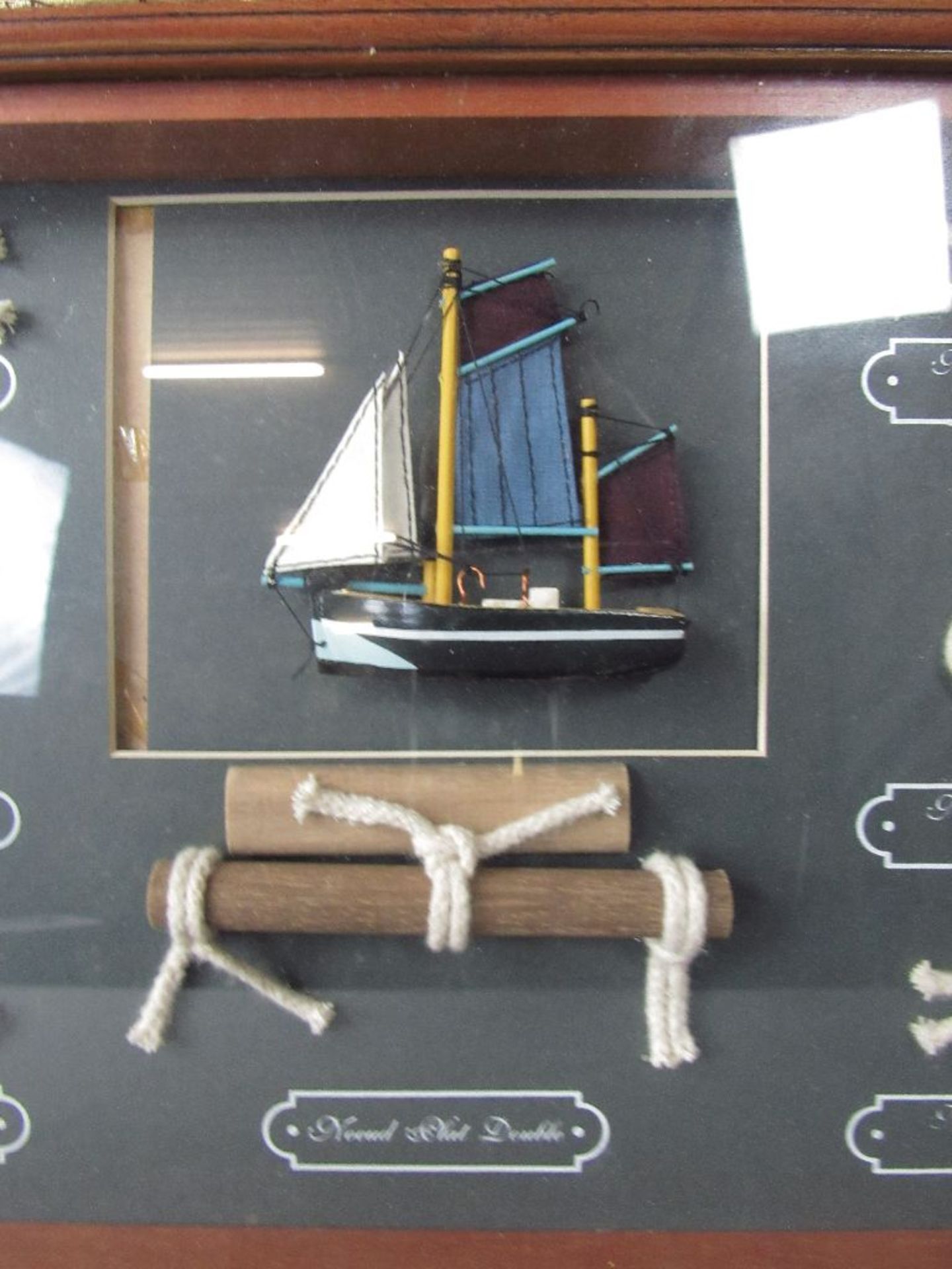 Diorama hinter Glas diverse Knoten maritim 65x33cm - Bild 3 aus 5