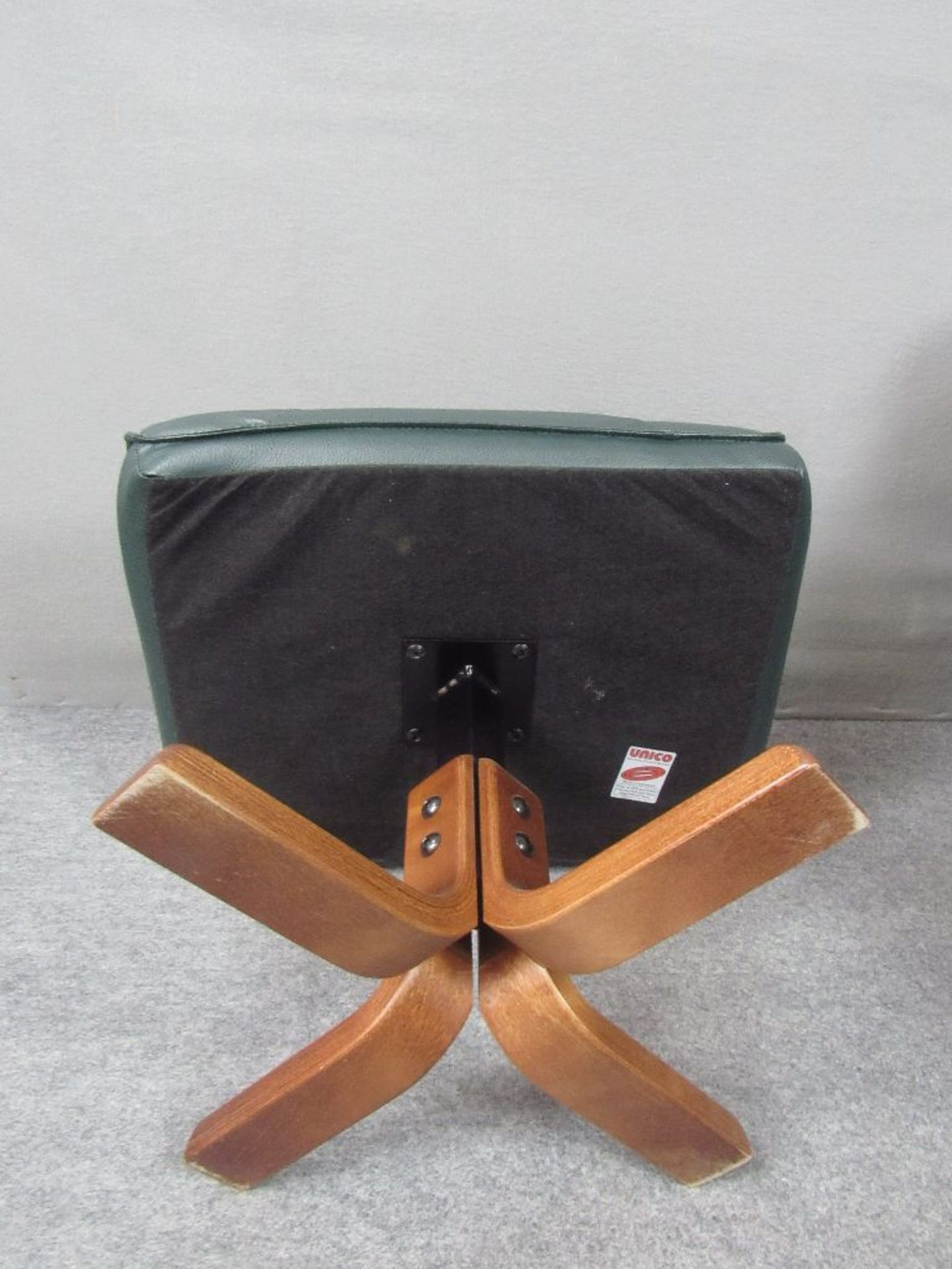 Vintage 70er Jahre Danish Design Lounge Sessel mit Ottomane gemarkt Unico dark green Leder - Image 2 of 4