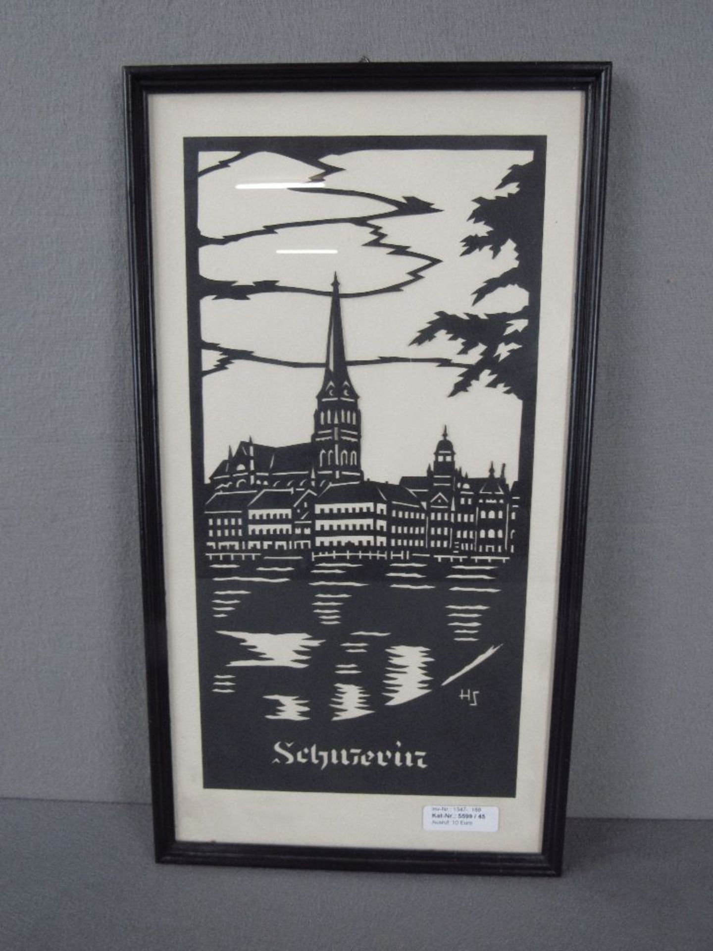 Scherenschnitt Stadtansicht 51x28,5cm