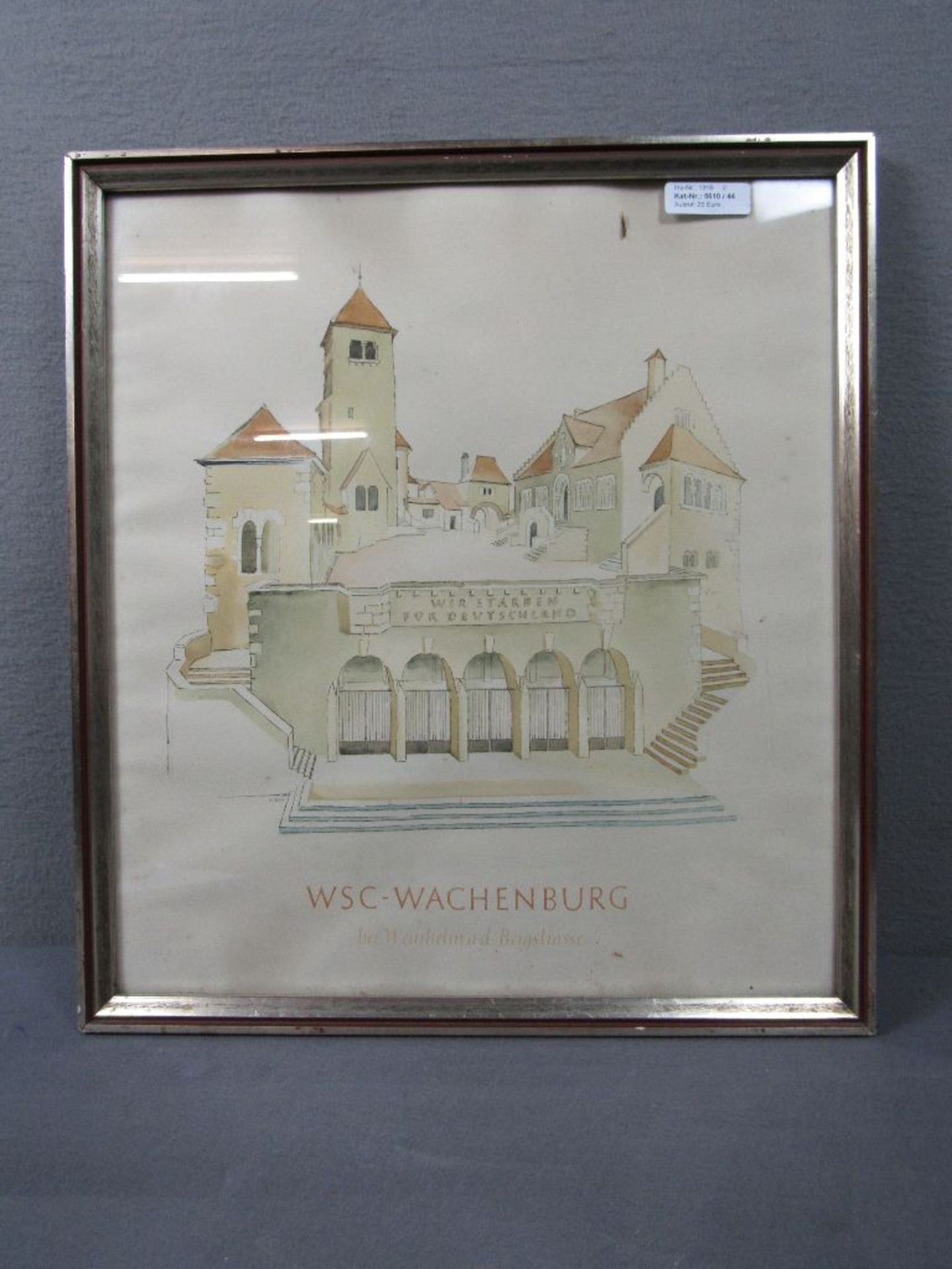 Signierte Grafik coloriert WSC Wachenburg wohl 3.Reich signiert Borchland oder ähnlich 48x53cm - Image 2 of 3