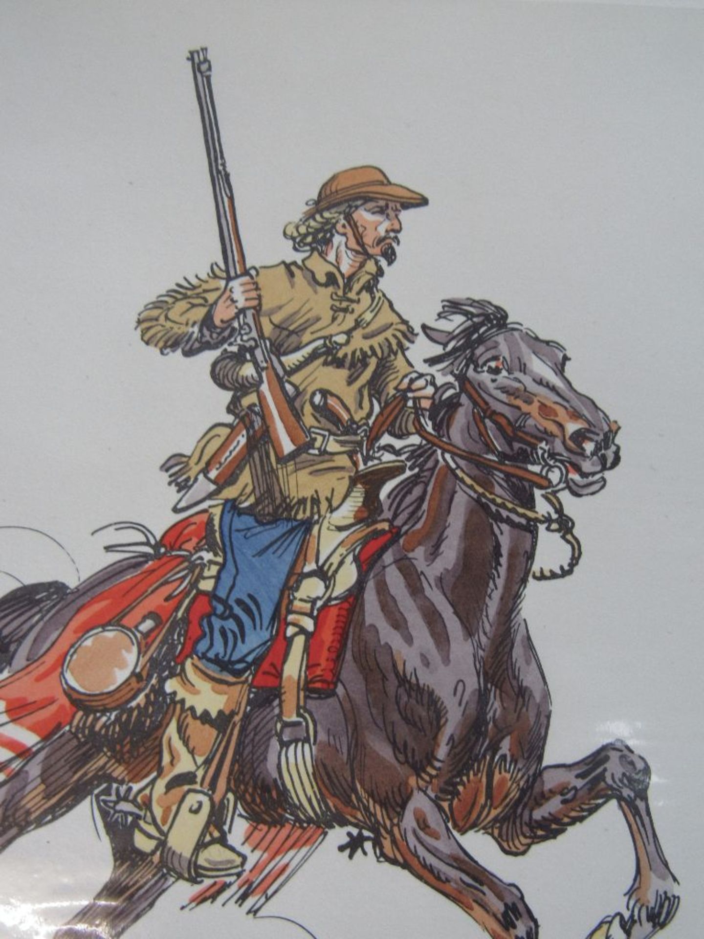 Colorierte Grafiken 5 Stück militärisch historische Darstellung mit original Bleistiftsignatur des - Image 3 of 7