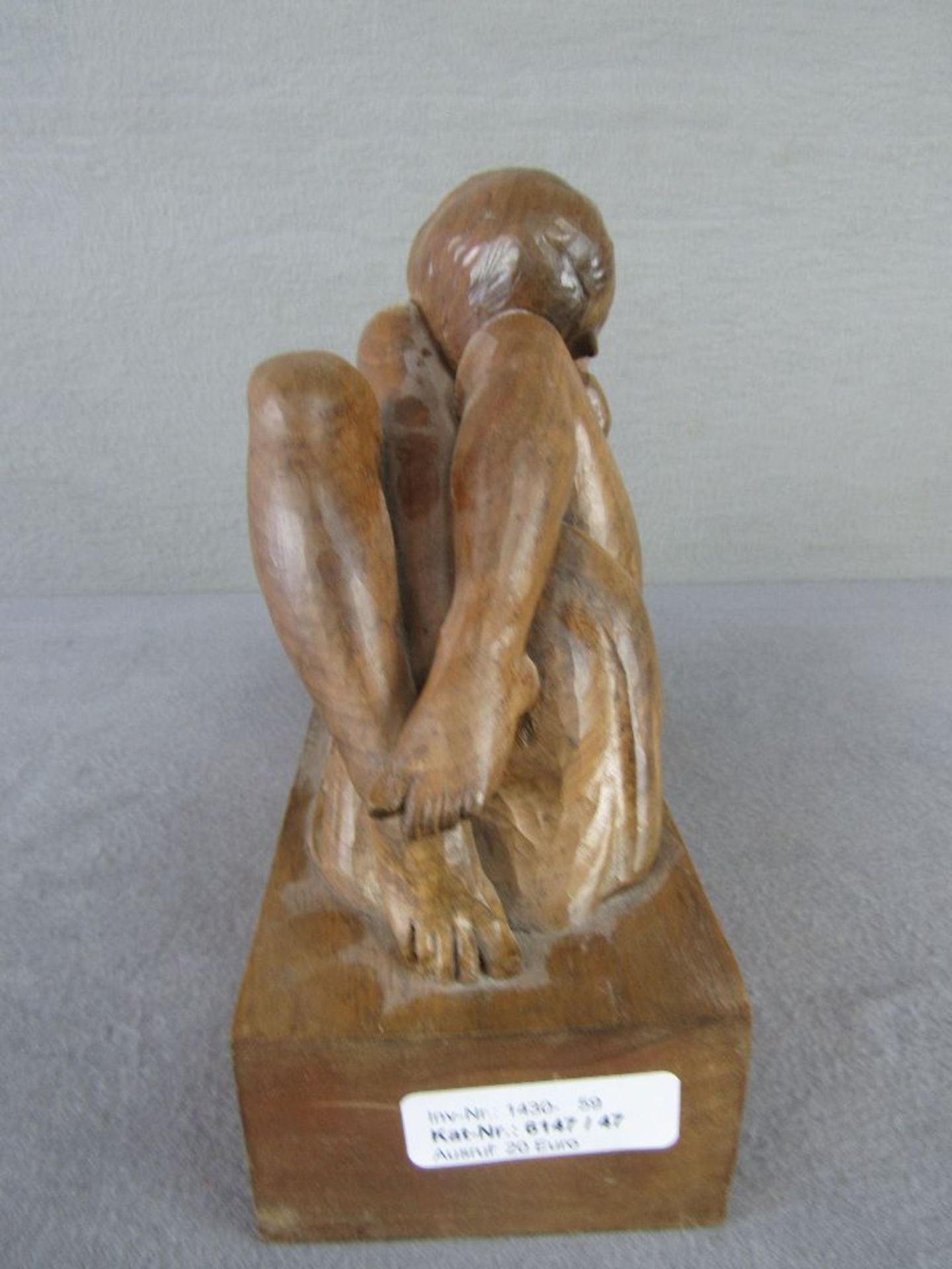 Skulptur Aktszene Dame mit Schwan im Liebesakt signiert Rösner Hartholz ca.26x20cm - Image 4 of 7