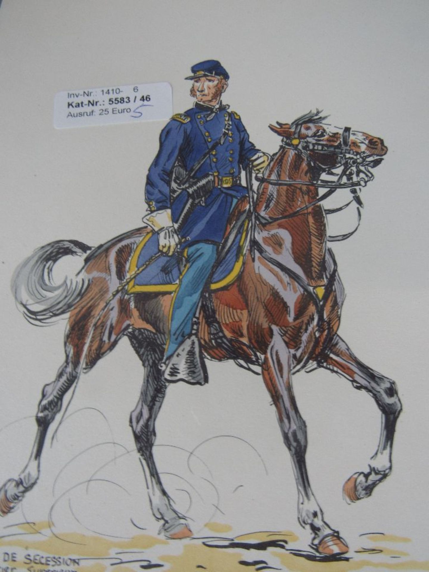 Colorierte Grafiken 5 Stück militärisch historische Darstellung mit original Bleistiftsignatur des - Image 4 of 6