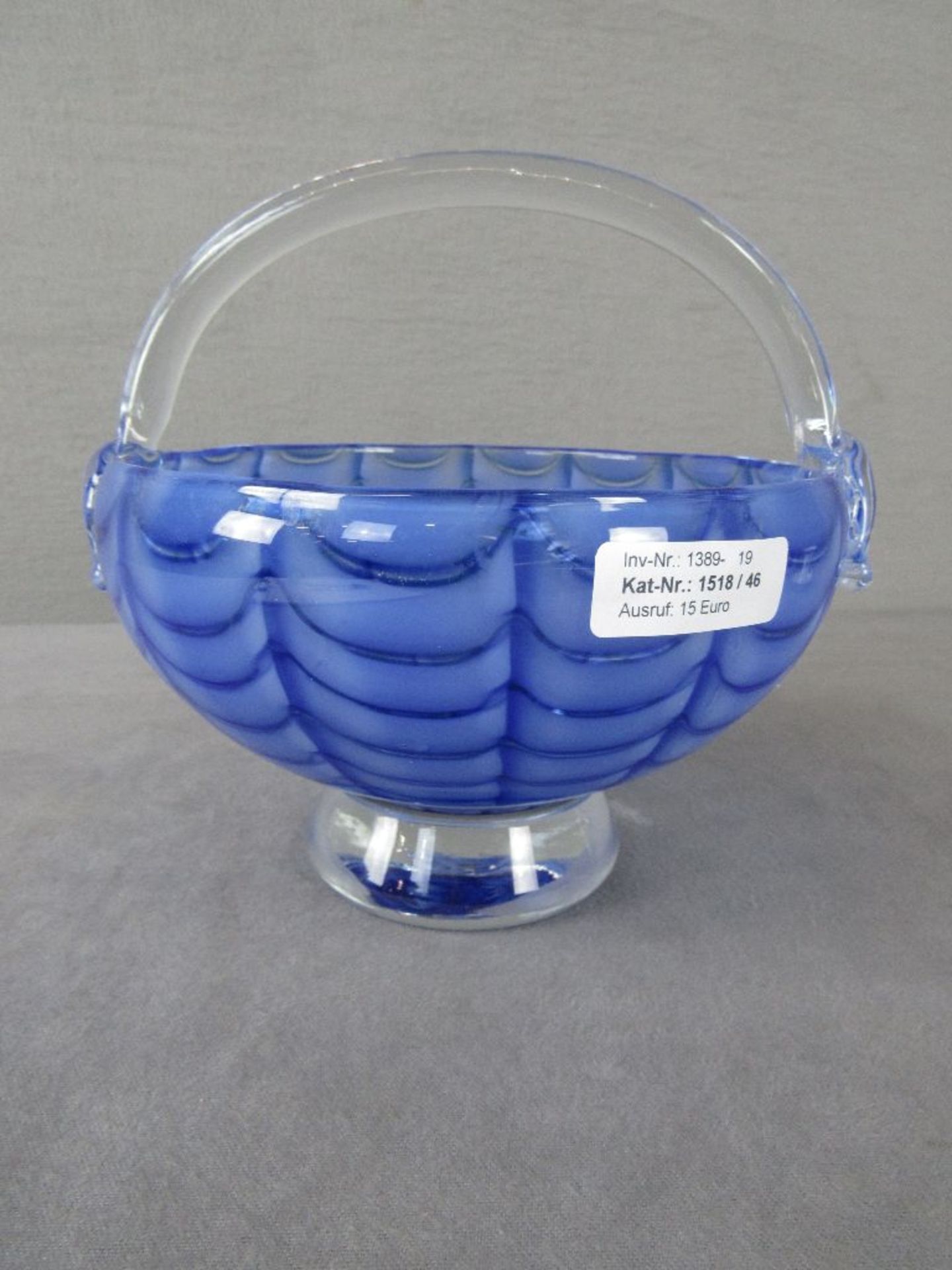 Großer blauer Glaskorb Durchmesser ca:20,5cm