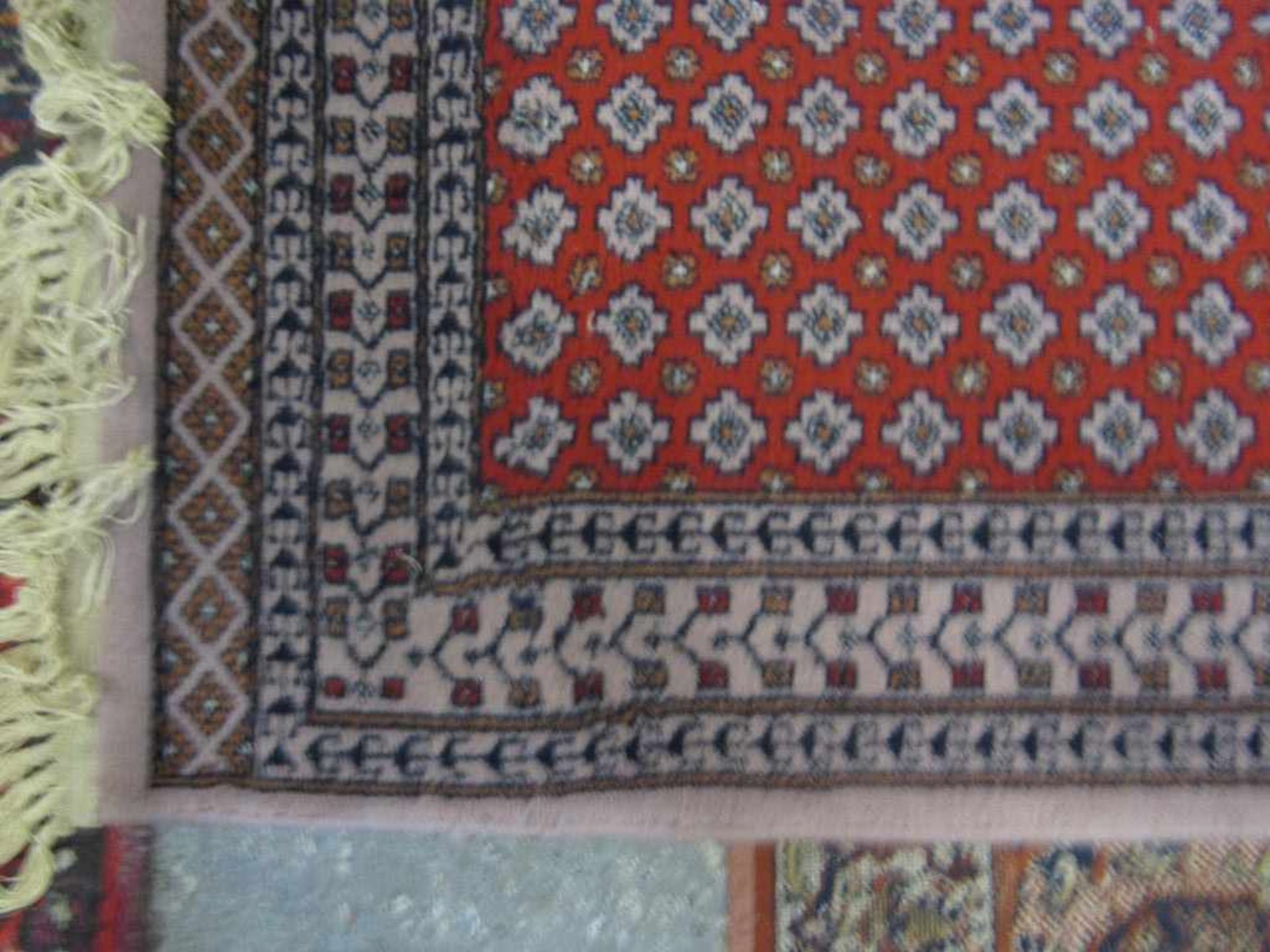 Teppich handgeknüpft Läufer rotgrundig 63x200cm Kashmir reine Schurwolle - Image 3 of 4