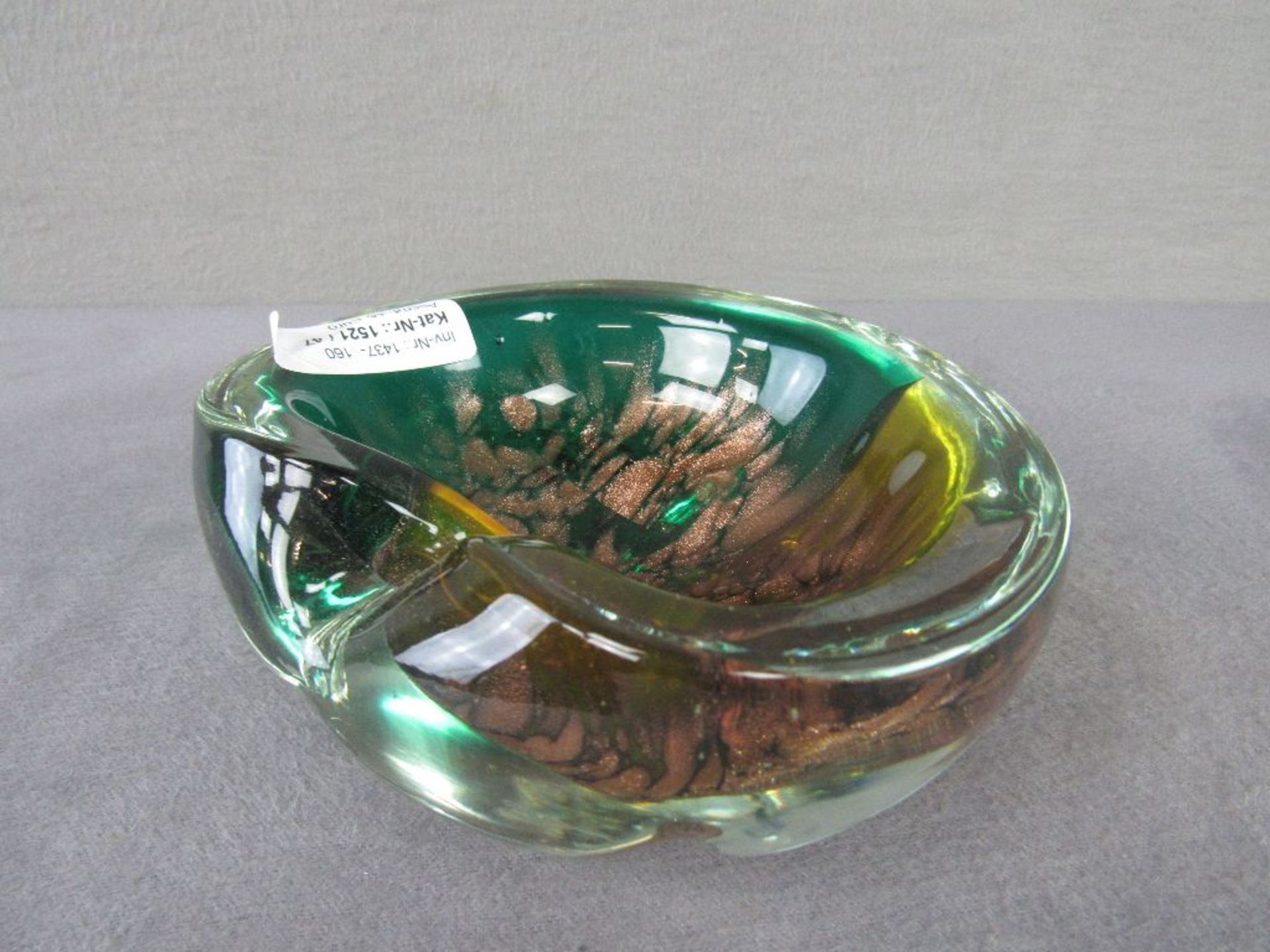 Schöne Glasschale wohl Murano mit Goldflitter ca.17cm lang