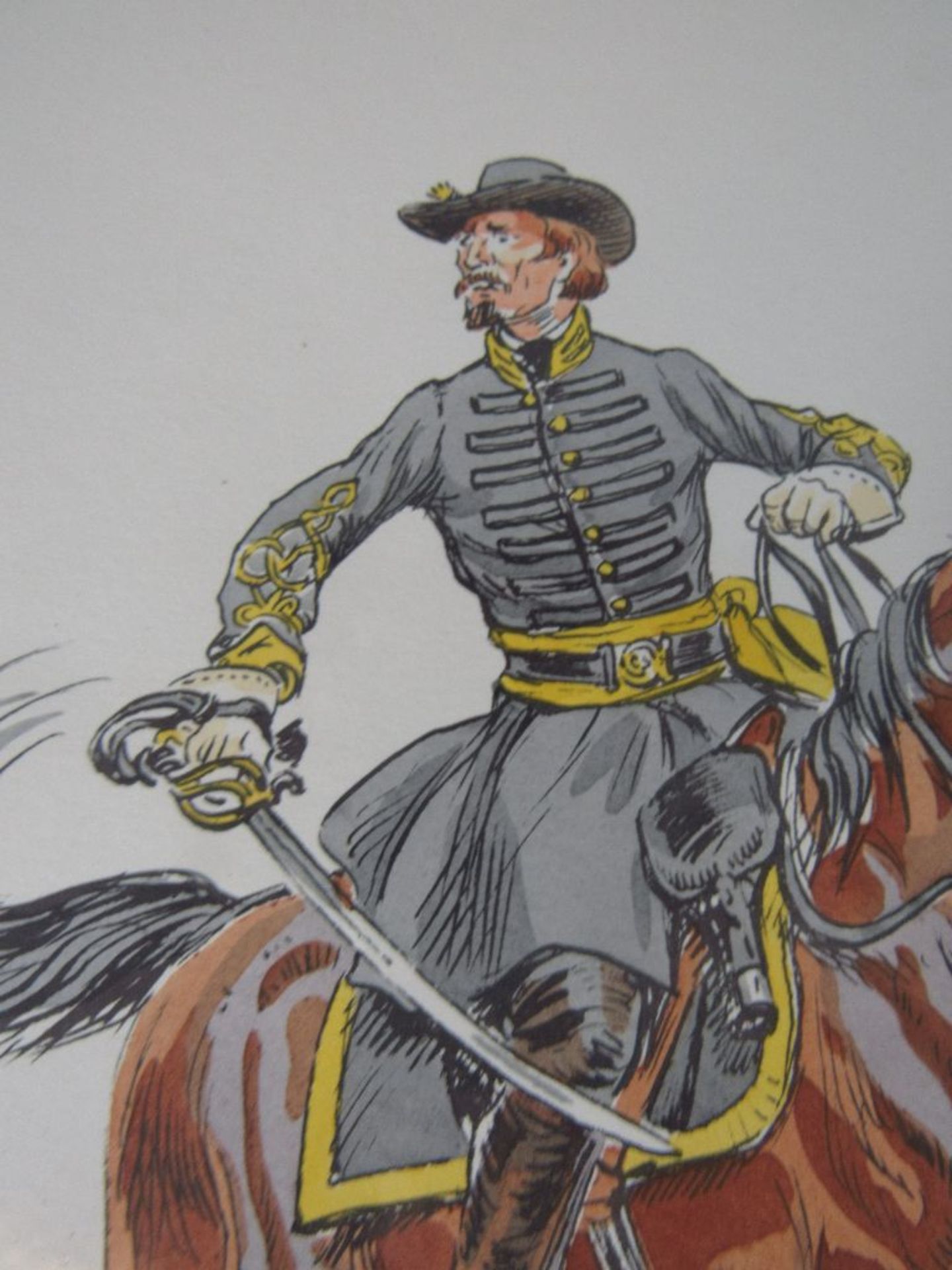 Colorierte Grafiken 5 Stück militärisch historische Darstellung mit original Bleistiftsignatur des - Image 5 of 6