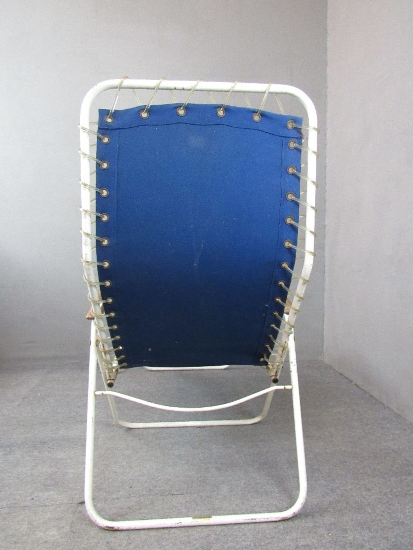 Zwei Vintage 60er Jahre Liegestühle Teak Armlehnen Made in Denmark Hersteller Homa 2 Stück blau - Bild 11 aus 12