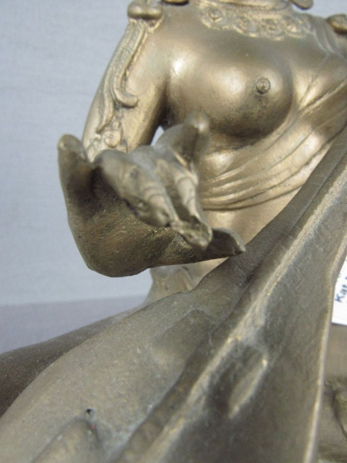 Bronzeskulptur asiatische Tempelmusikerin in Aktszene 32cm hoch - Bild 2 aus 5