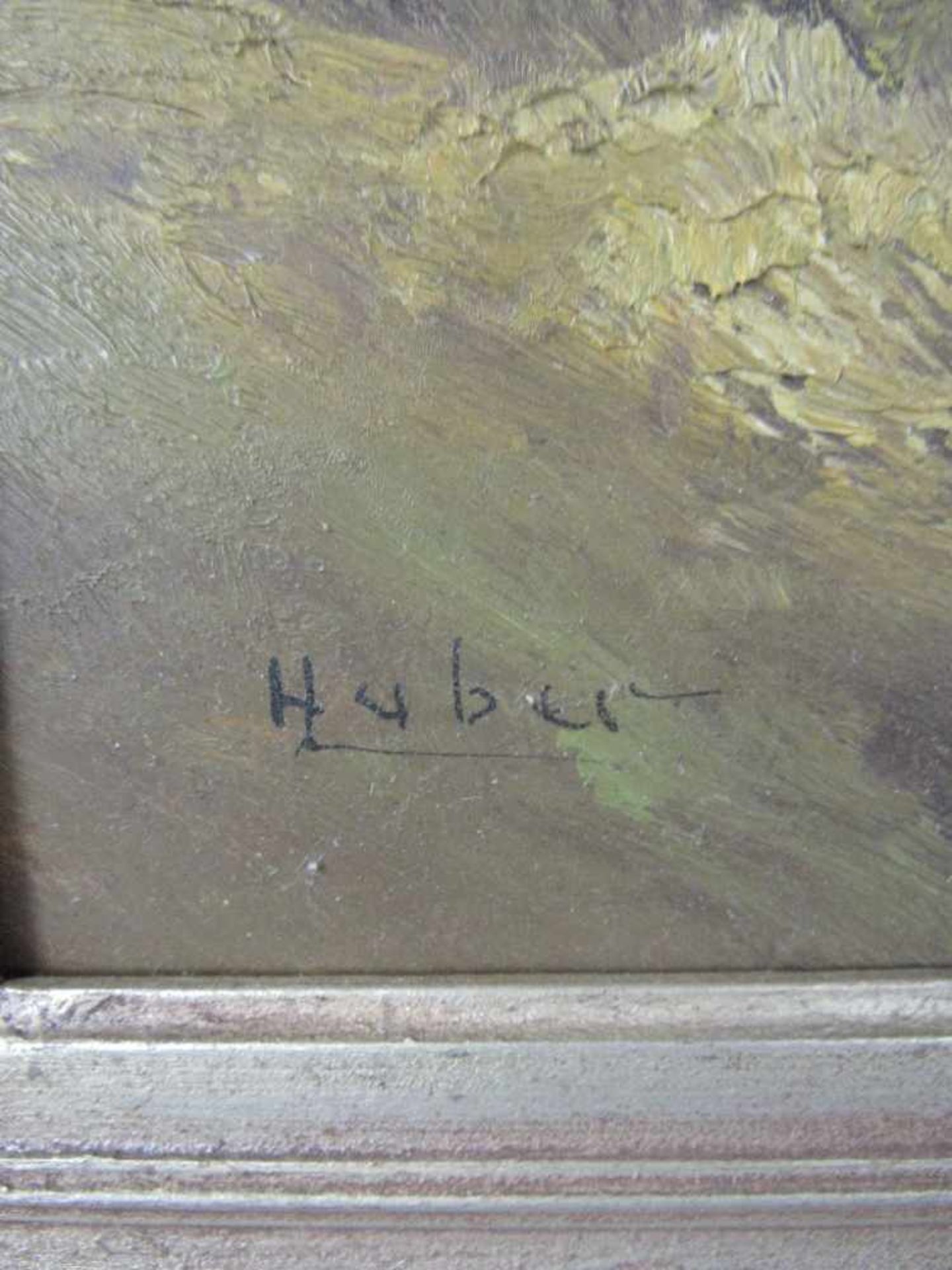 Ölgemälde Öl auf HF signiert Huber Gebirgssee 83x63cm - Image 3 of 5