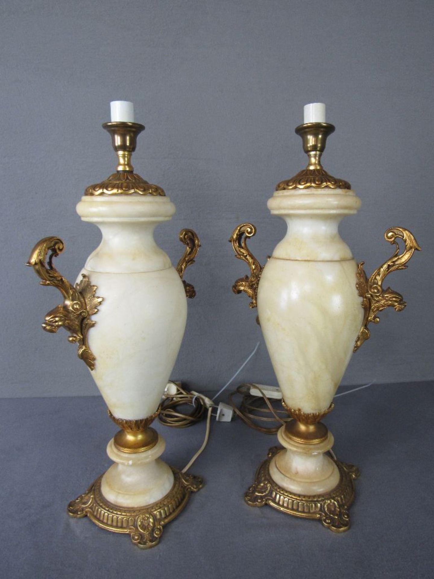 Zwei Tischlampen Alabaster und Metall Höhe: 55cm evtl Marmor - Bild 7 aus 7