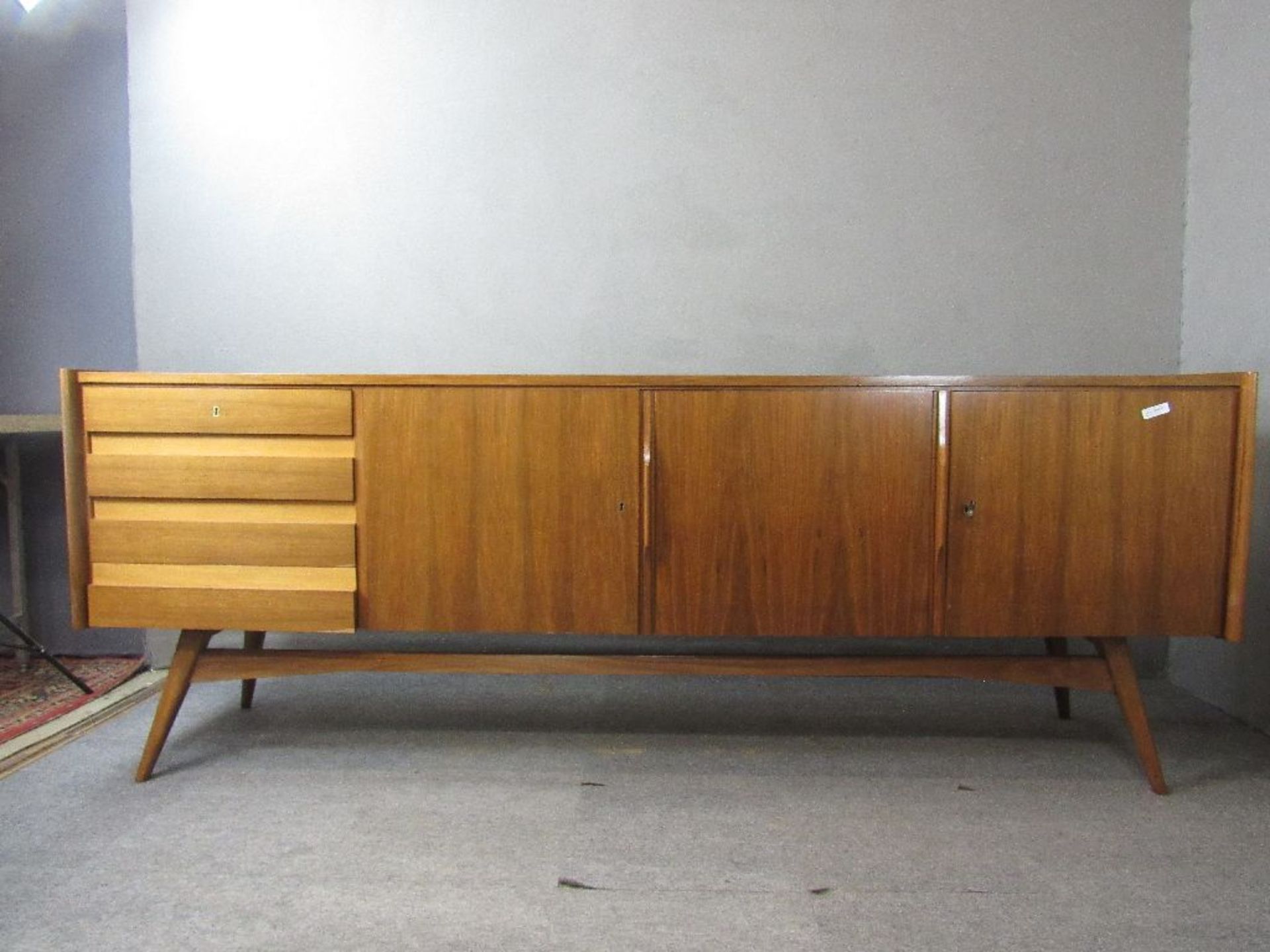 Space Age 70er Jahre Dänish Design Sideboard vier Schübe drei Türen Teak ca.230x51x85cm