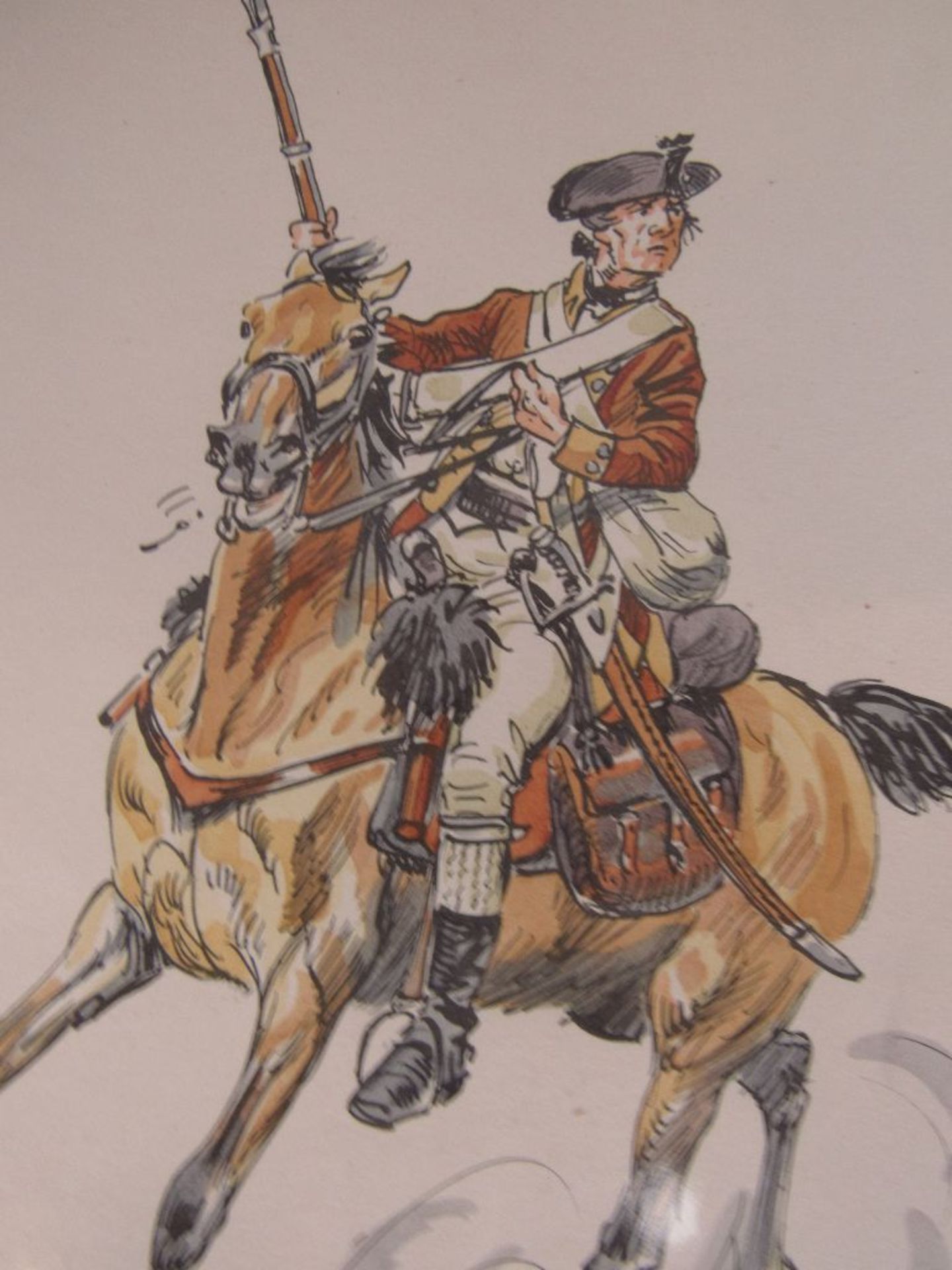 Colorierte Grafiken 5 Stück militärisch historische Darstellung mit original Bleistiftsignatur des - Image 4 of 7
